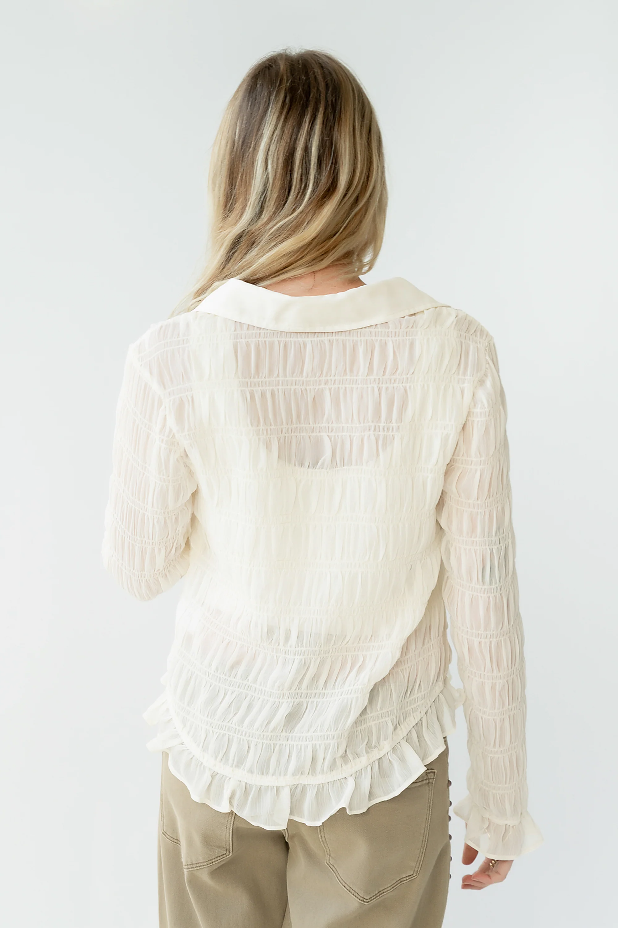 Nicola Sheer Blouse in Cream - FINAL SALE - Image 2