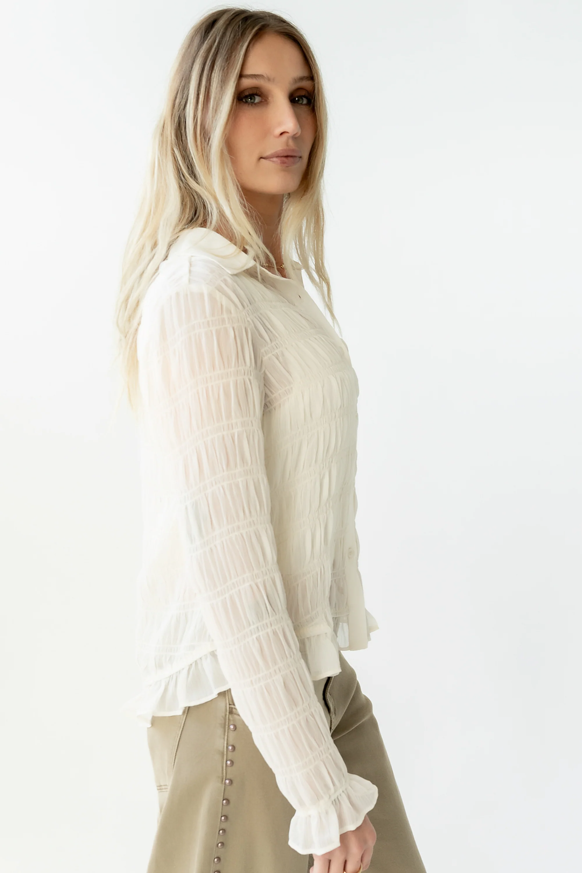 Nicola Sheer Blouse in Cream - FINAL SALE - Image 4