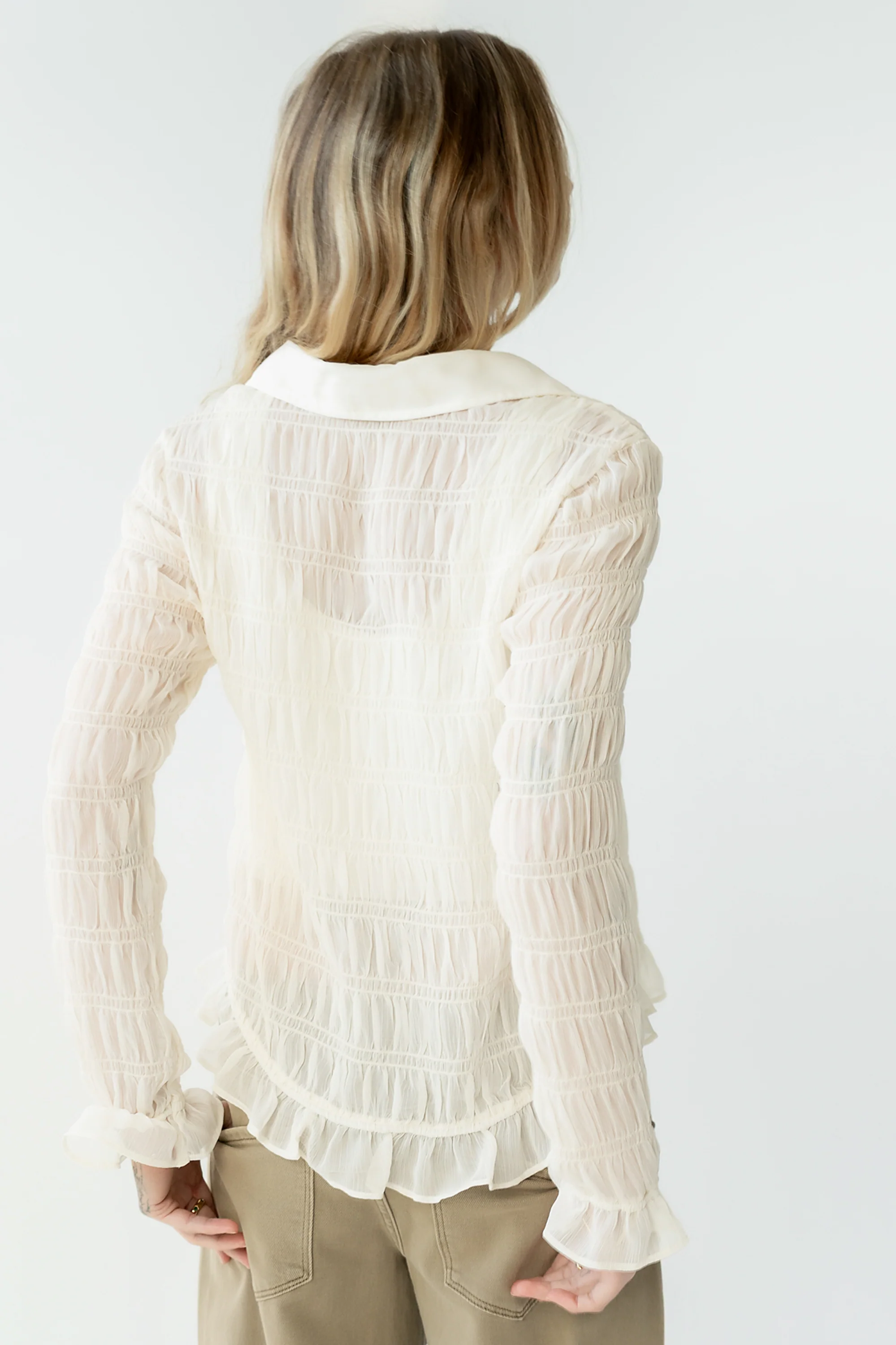 Nicola Sheer Blouse in Cream - FINAL SALE - Image 7