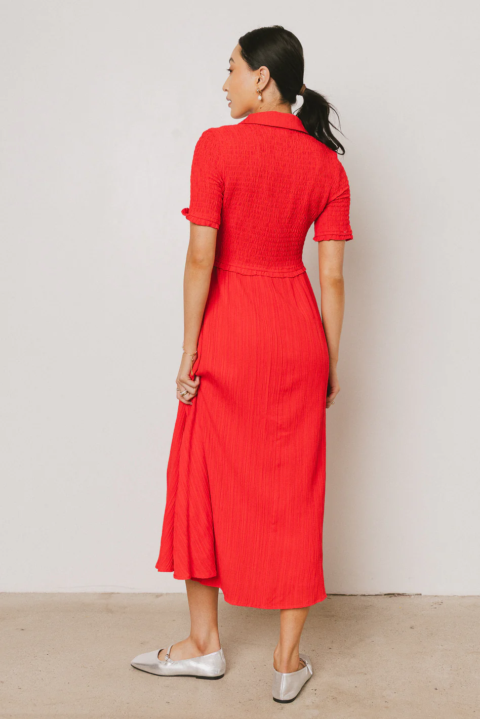 Nicole Smocked Maxi Dress in Red - FINAL SALE - Image 3