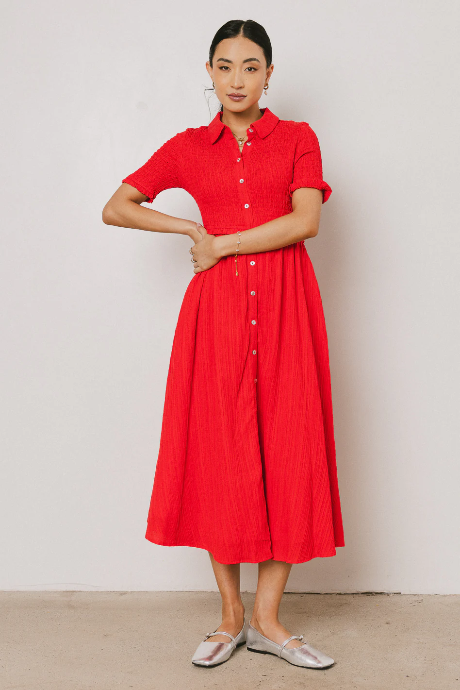 Nicole Smocked Maxi Dress in Red - FINAL SALE - Image 6