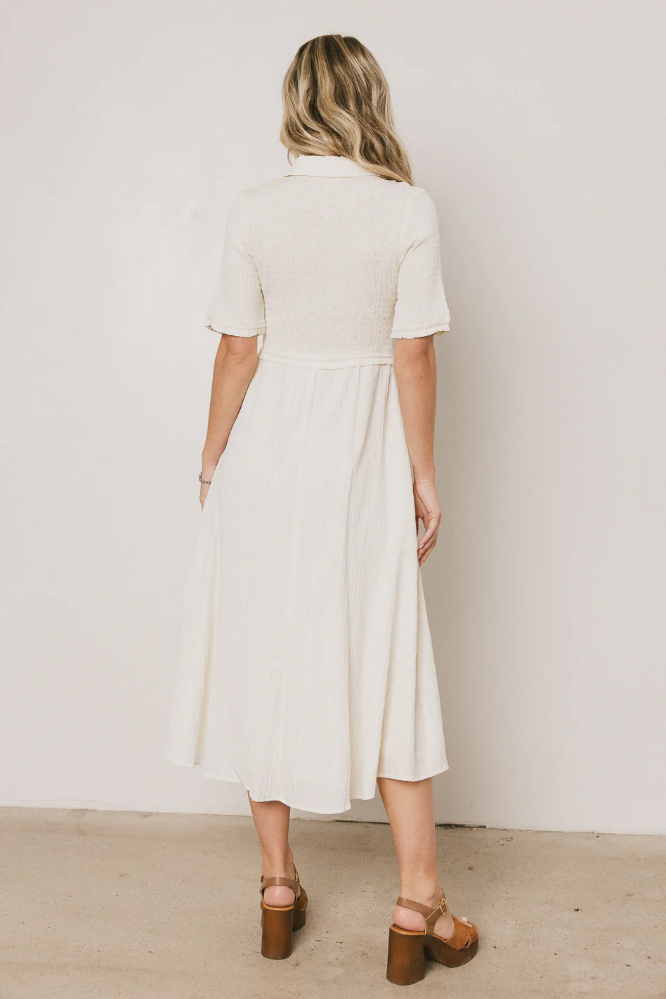 Nicole Smocked Maxi Dress in Cream - FINAL SALE - Image 4