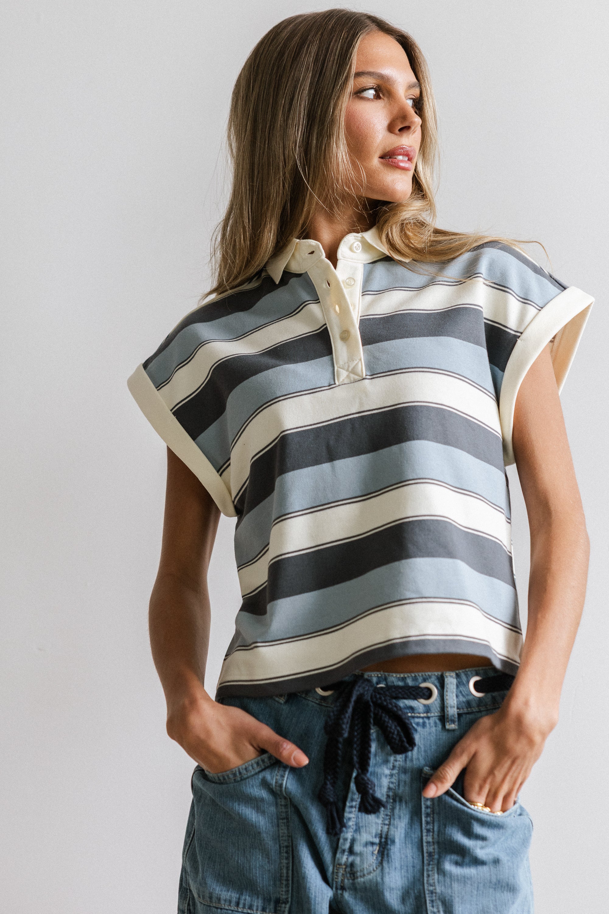 Niko Striped Top in Blue - FINAL SALE - Image 4