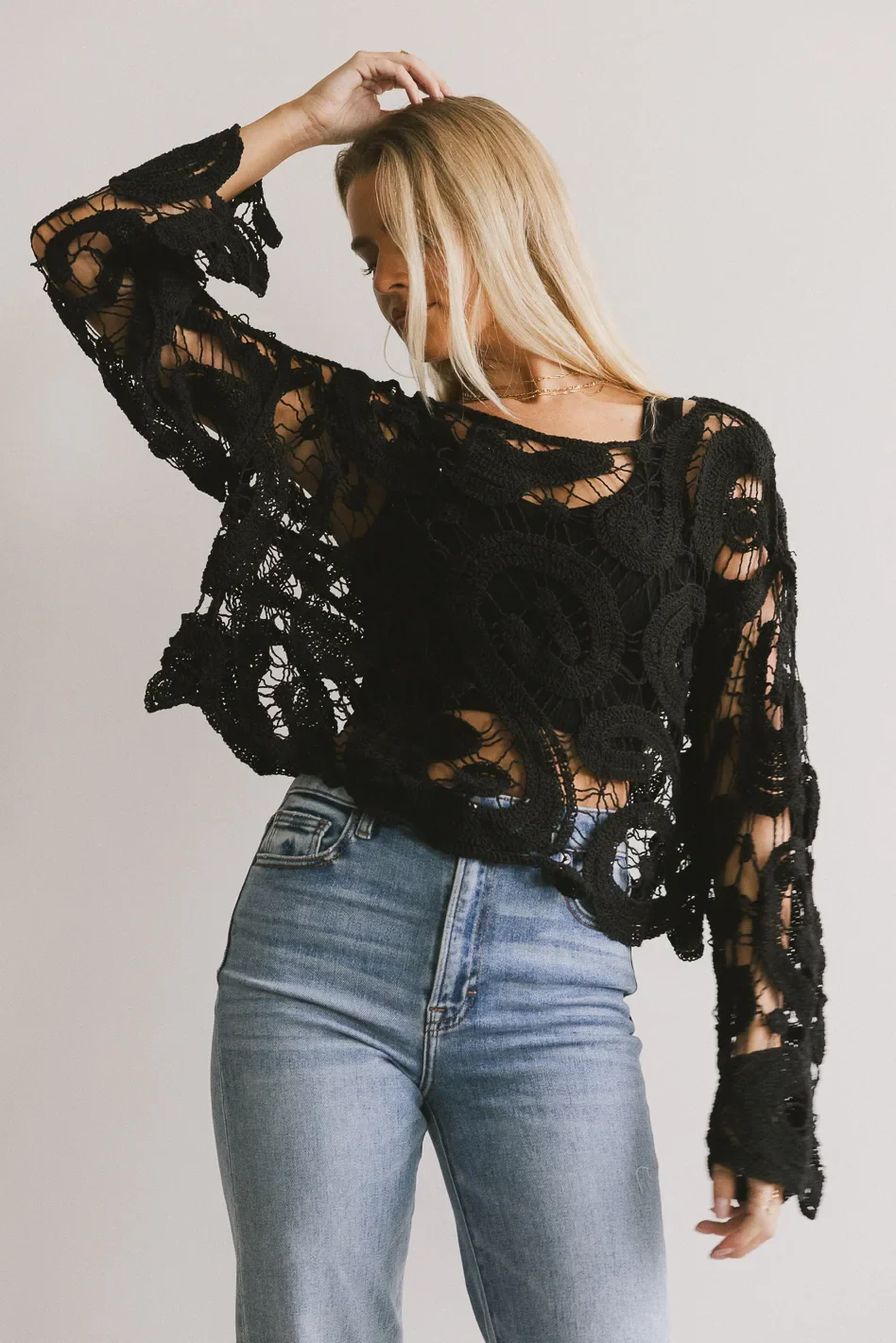No Worries Crochet Top in Black - FINAL SALE - Image 4