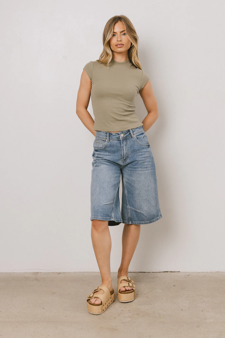 Noel Mock Neck Top in Light Olive - FINAL SALE - Image 5