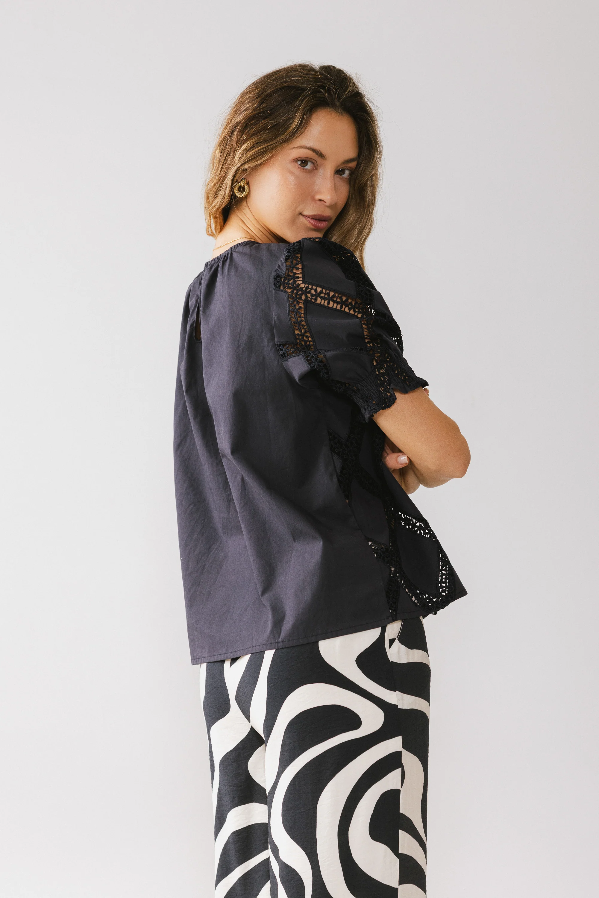 Noelle Loose Blouse in Navy - FINAL SALE - Image 3