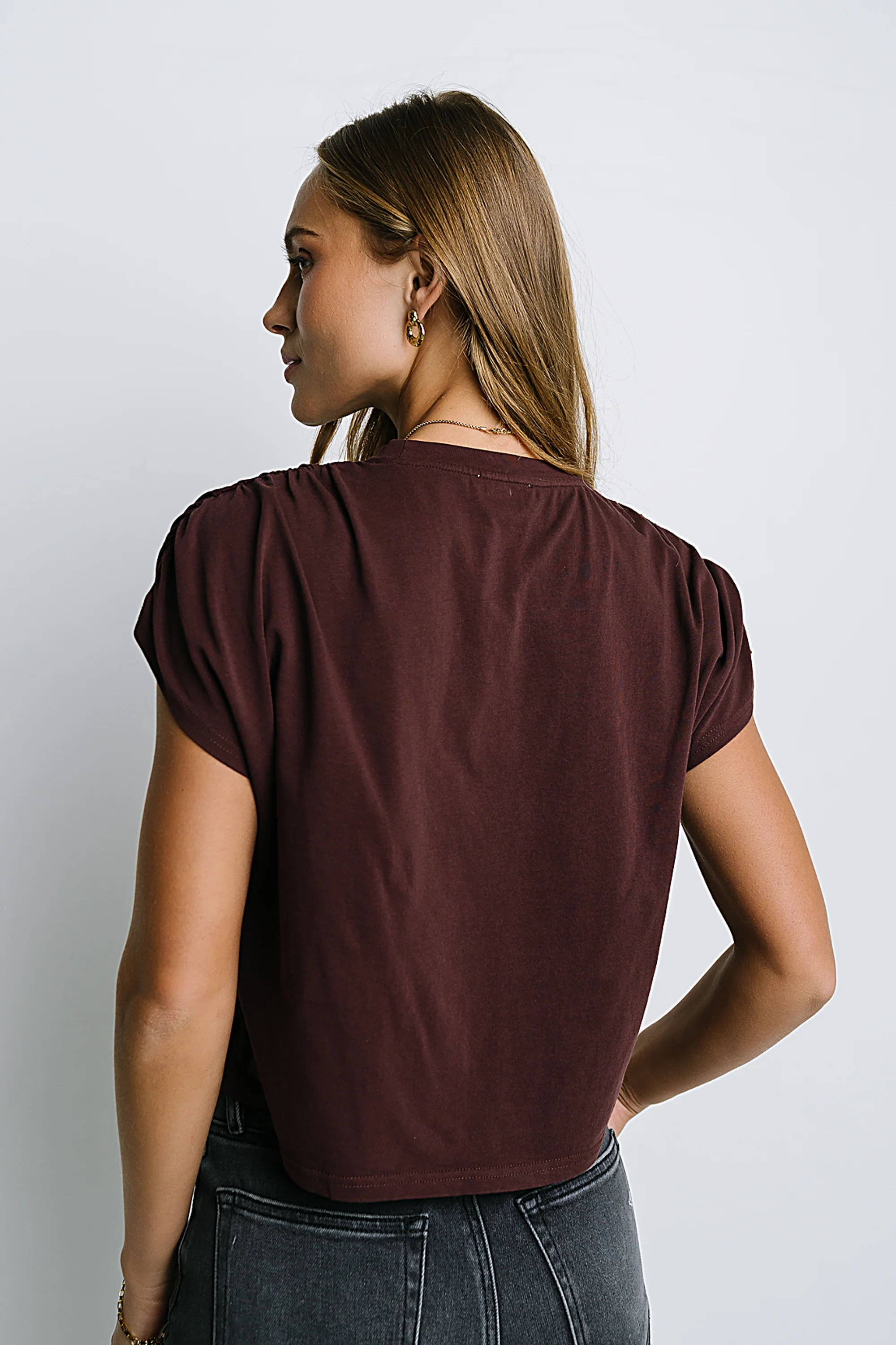 Noelle Ruched Top in Red-Brown - FINAL SALE - Image 5