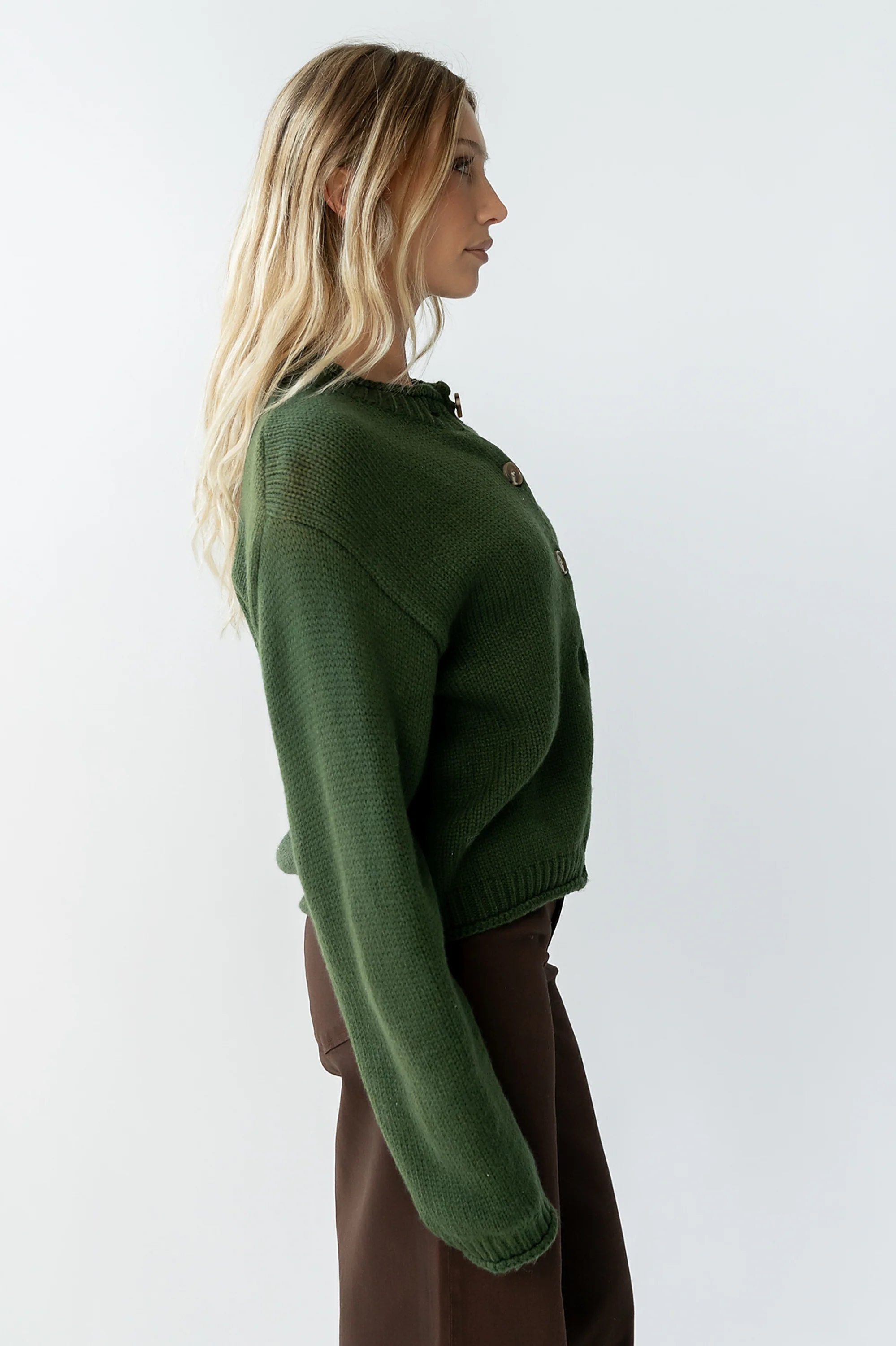 Nolan Chunky Knit Cardigan in Green - FINAL SALE - Image 6