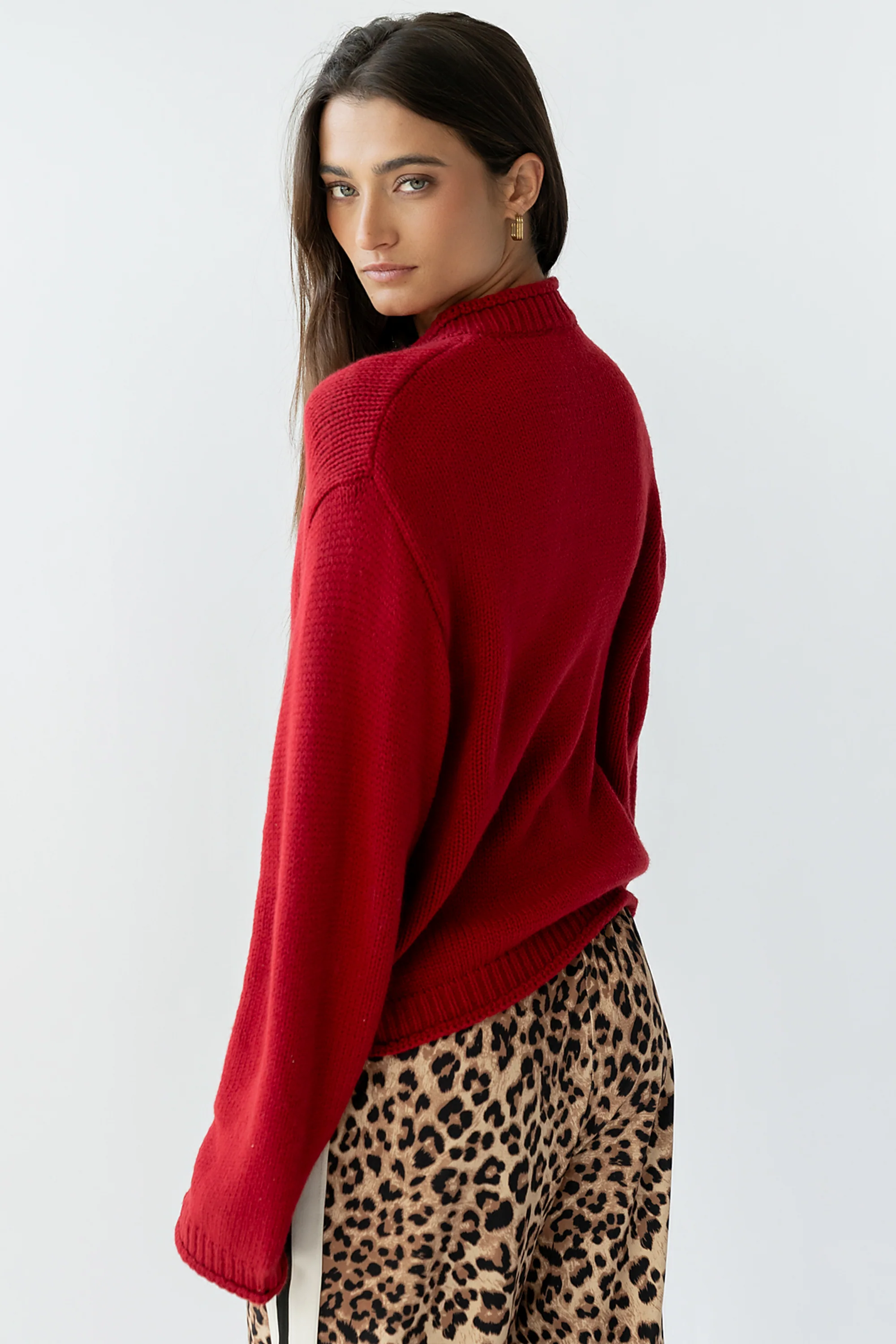 Nolan Chunky Knit Cardigan in Red - FINAL SALE - Image 2