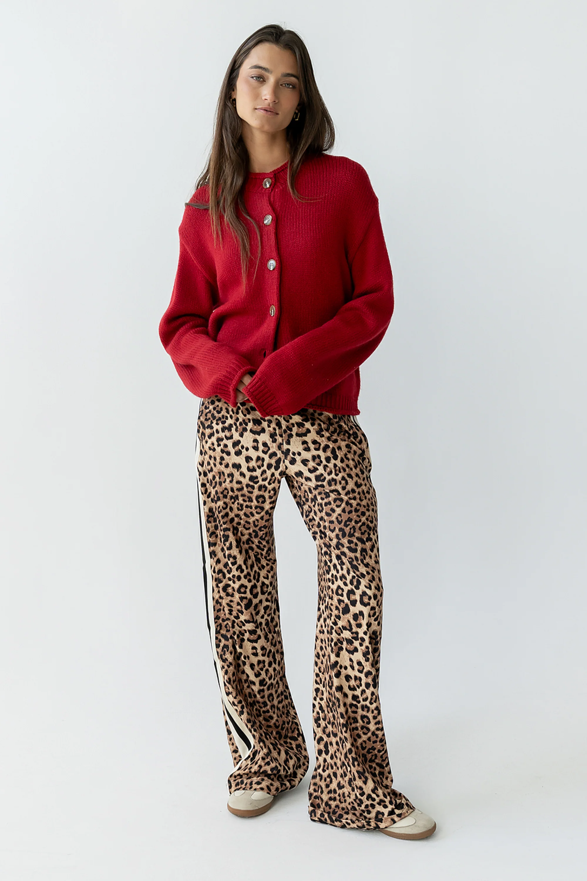 Nolan Chunky Knit Cardigan in Red - FINAL SALE - Image 4