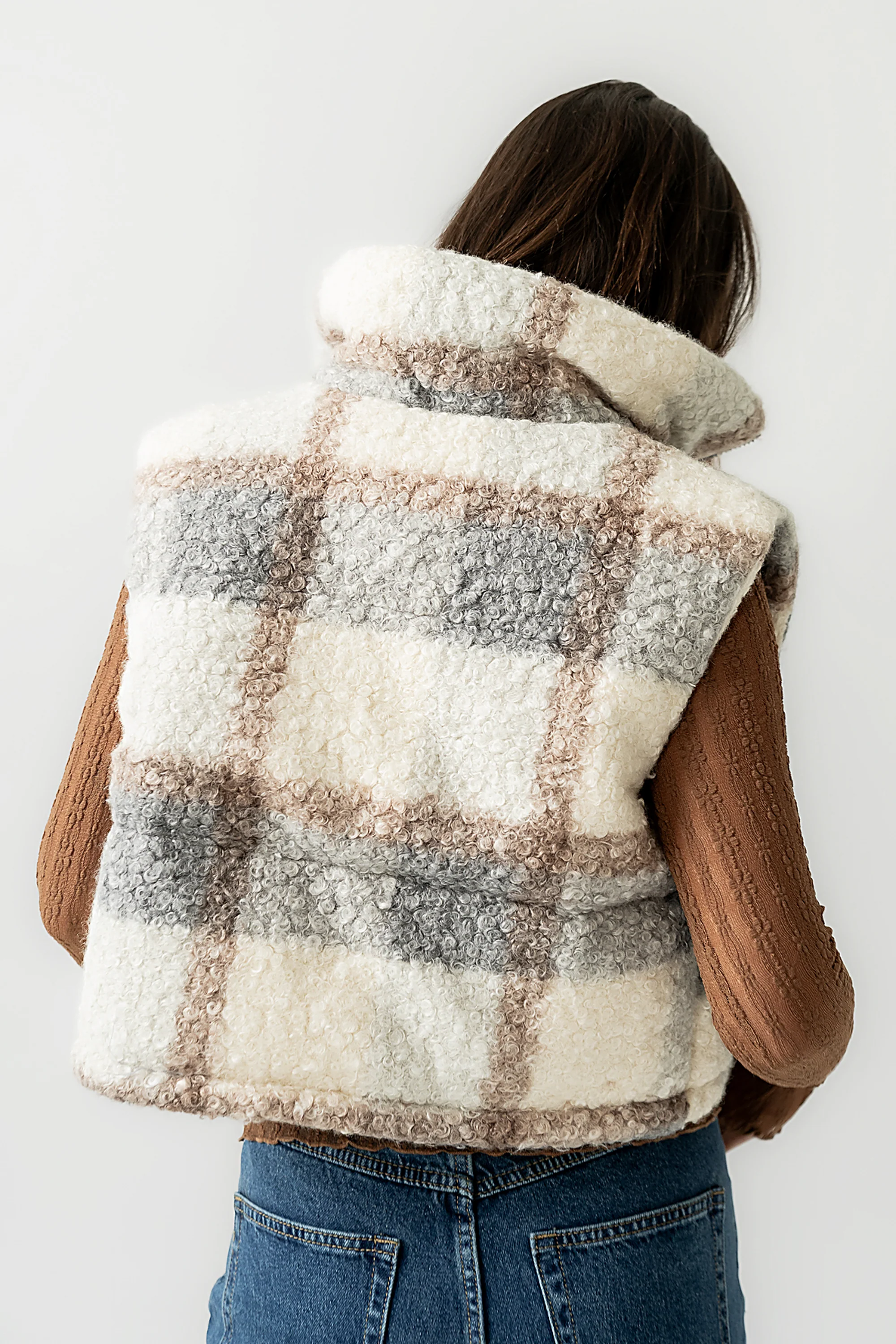 Nolan Puffer Vest in Grey Plaid - FINAL SALE - Image 2