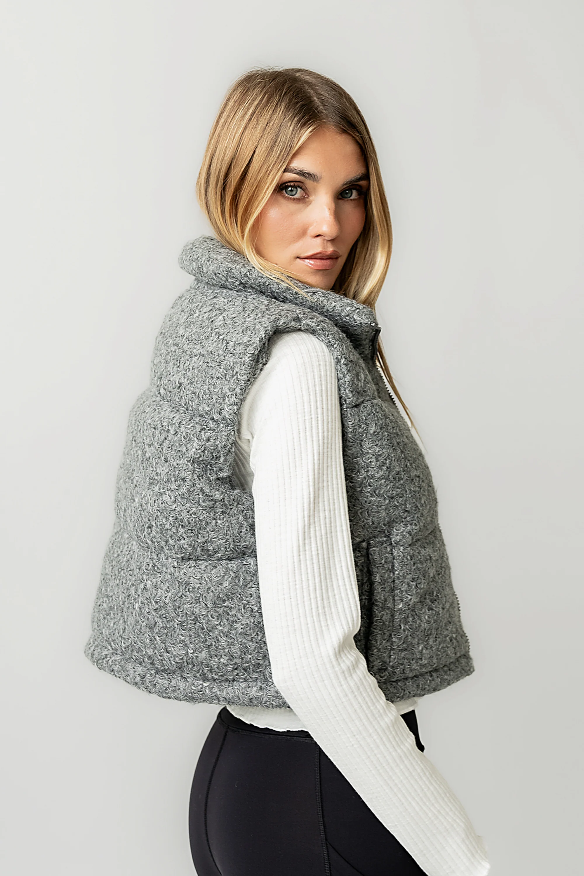 Nolan Puffer Vest in Grey - FINAL SALE - Image 5