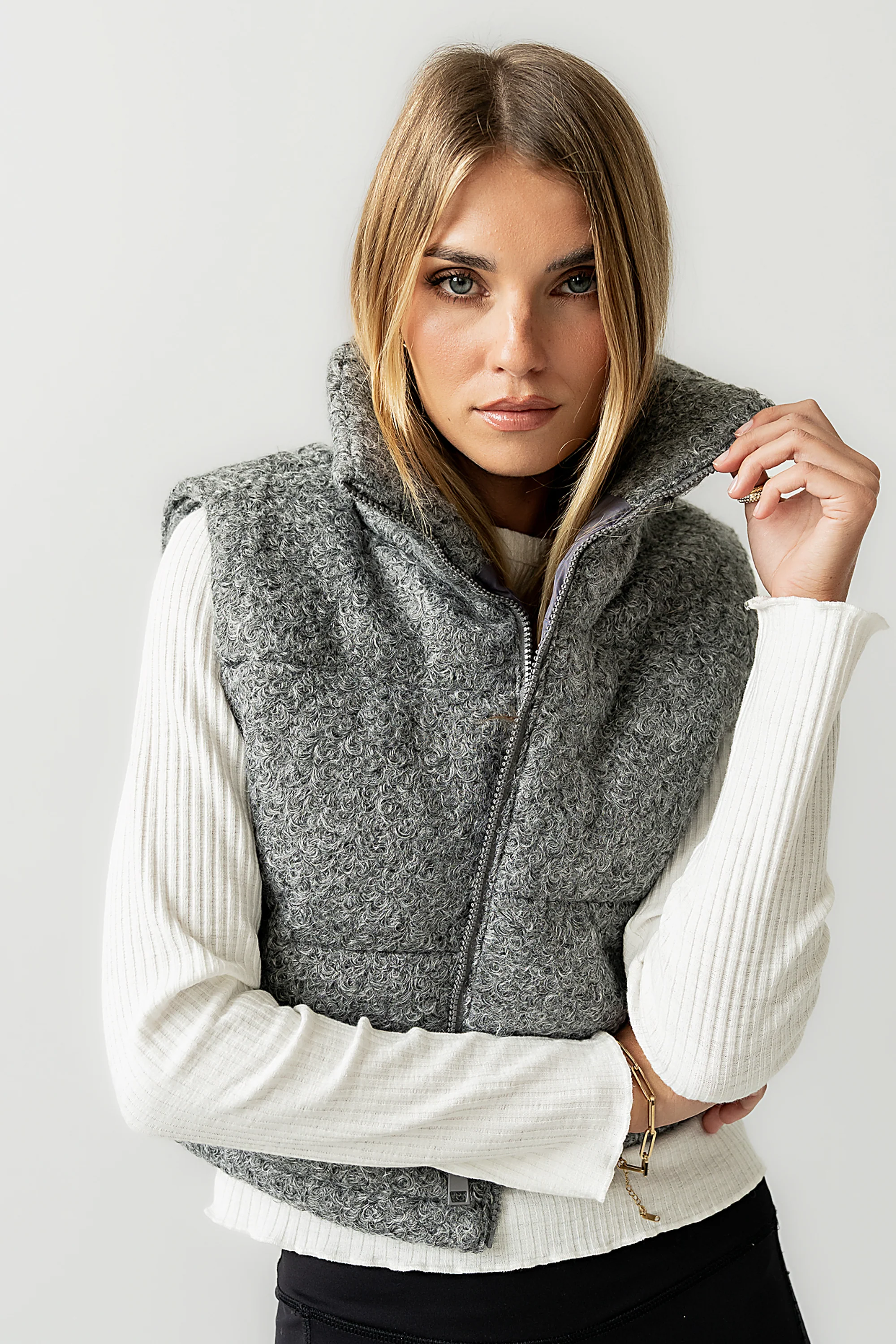 Nolan Puffer Vest in Grey - FINAL SALE - Image 7