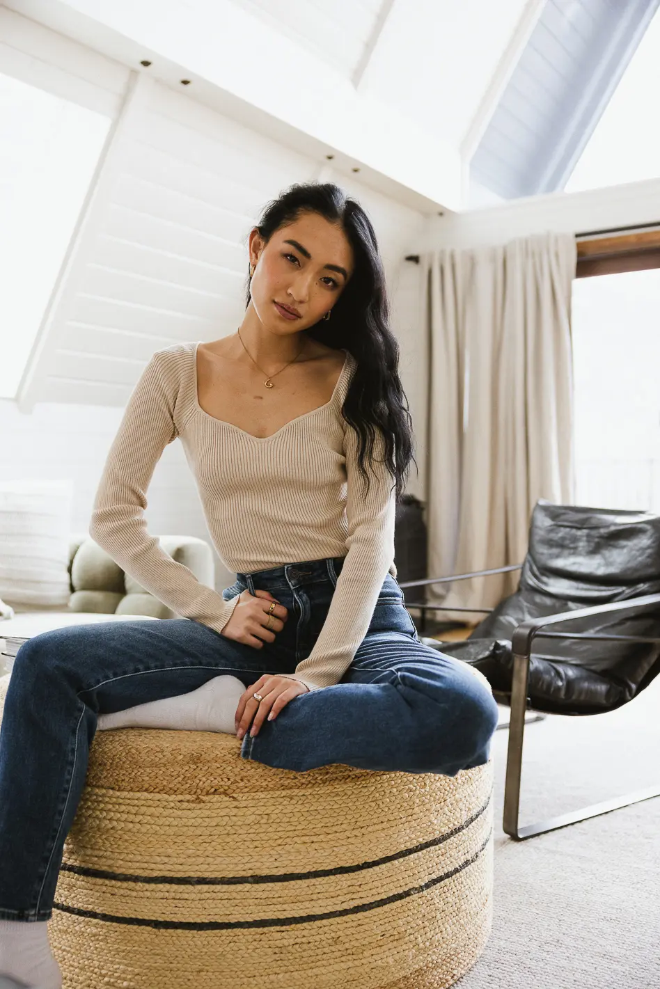 Nyla Ribbed Sweater in Oatmeal - FINAL SALE - Image 4