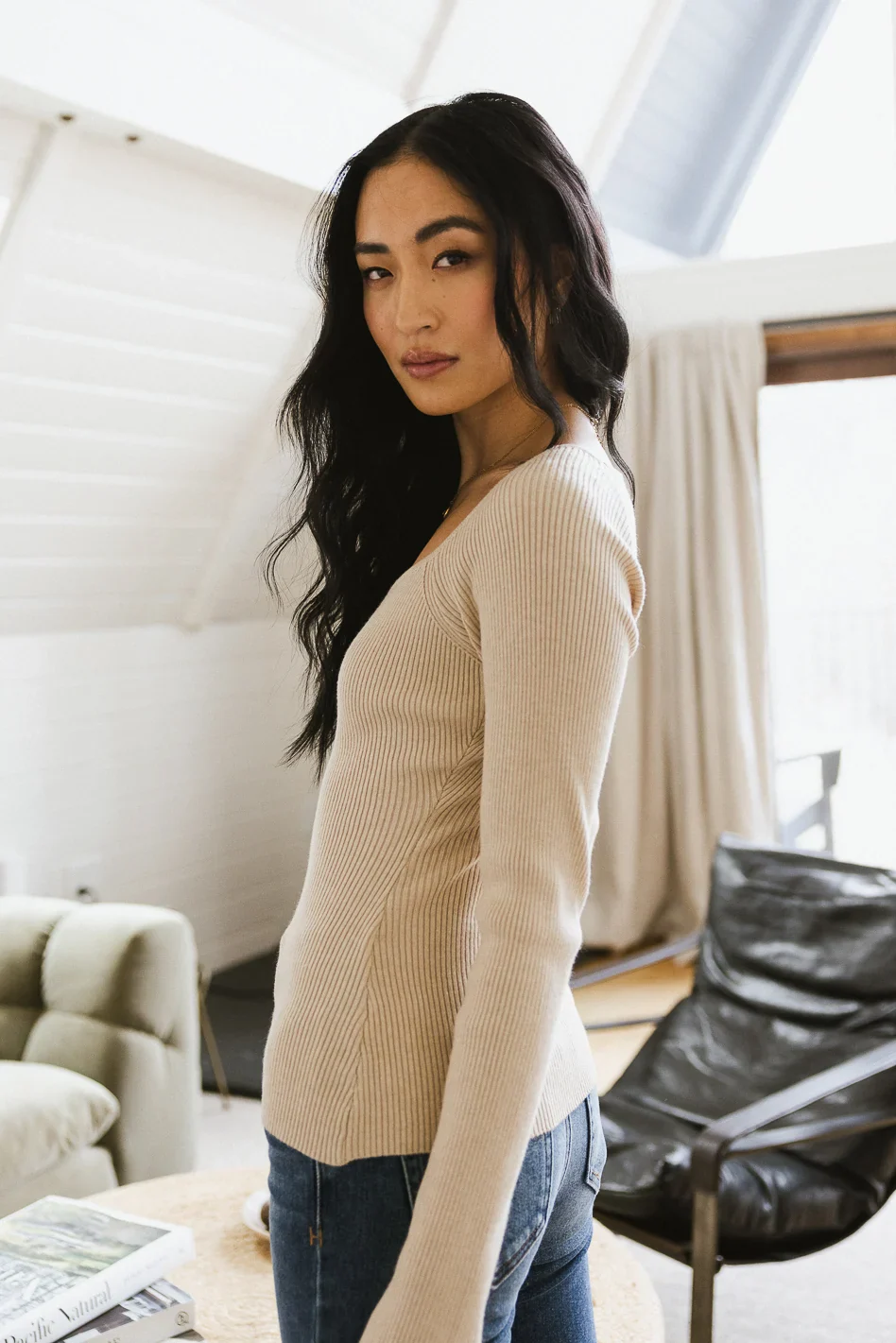 Nyla Ribbed Sweater in Oatmeal - FINAL SALE - Image 5