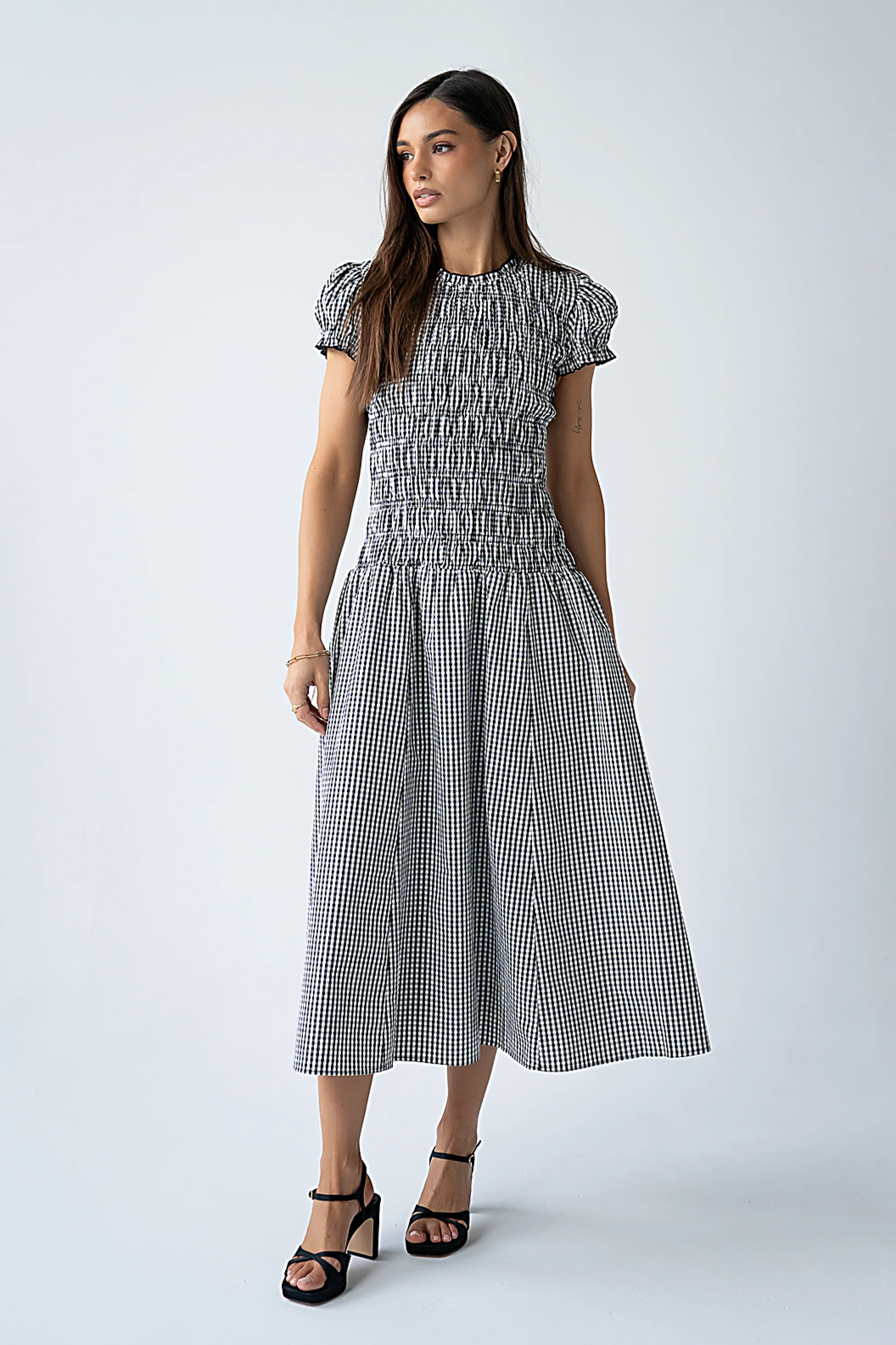 Opal Gingham Maxi Dress in Black - Image 10