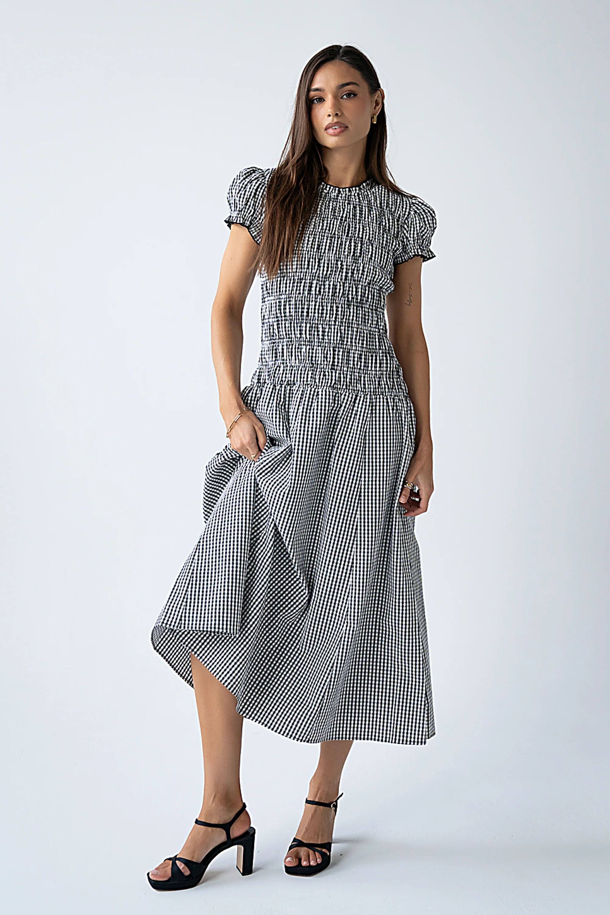 Opal Gingham Maxi Dress in Black - Image 4