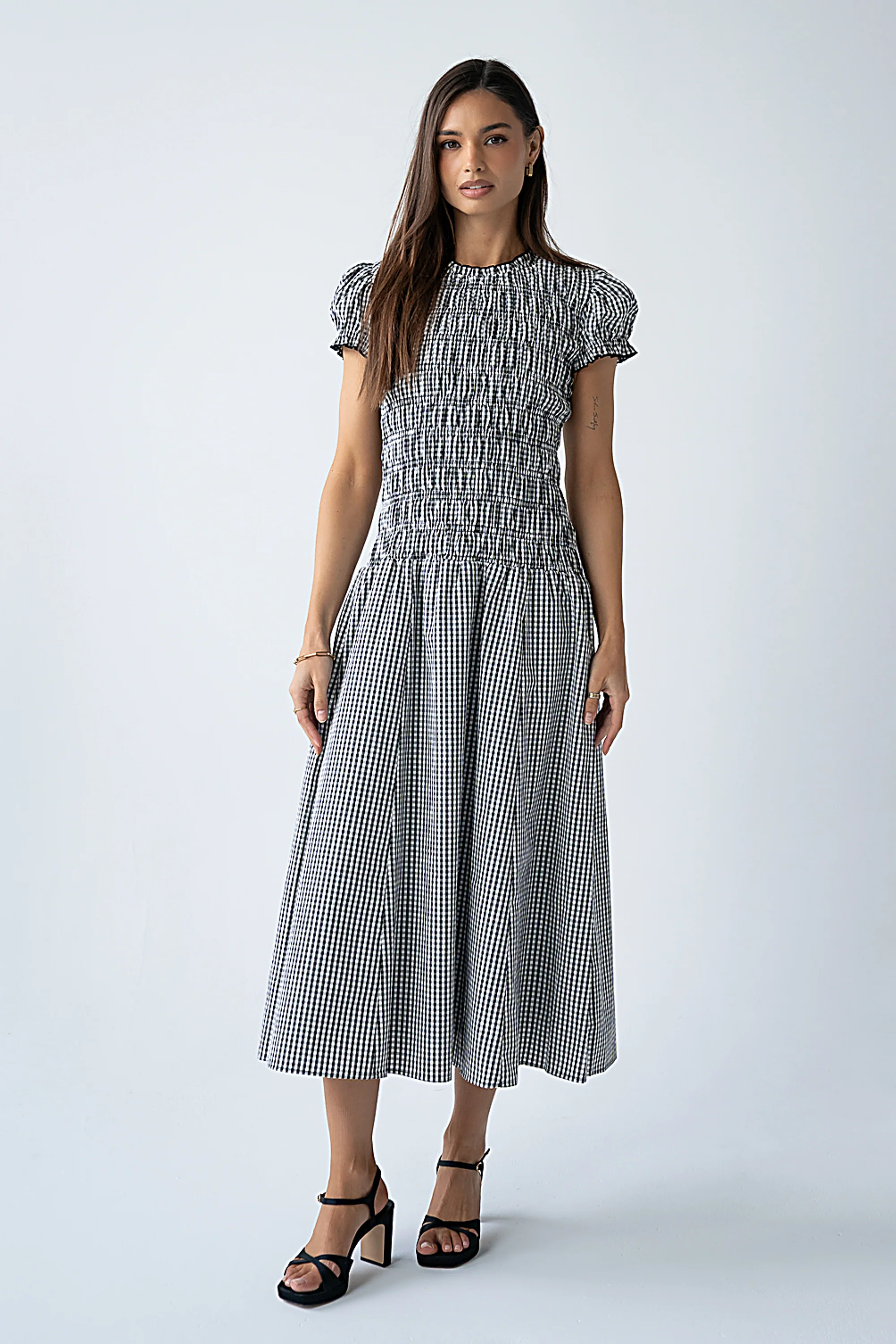 Opal Gingham Maxi Dress in Black - Image 5