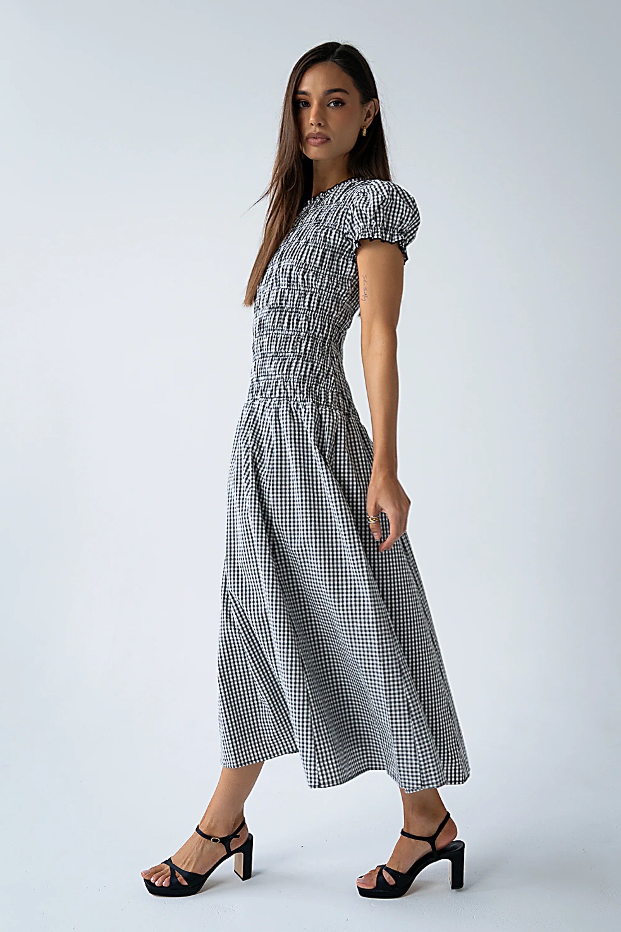 Opal Gingham Maxi Dress in Black - Image 6