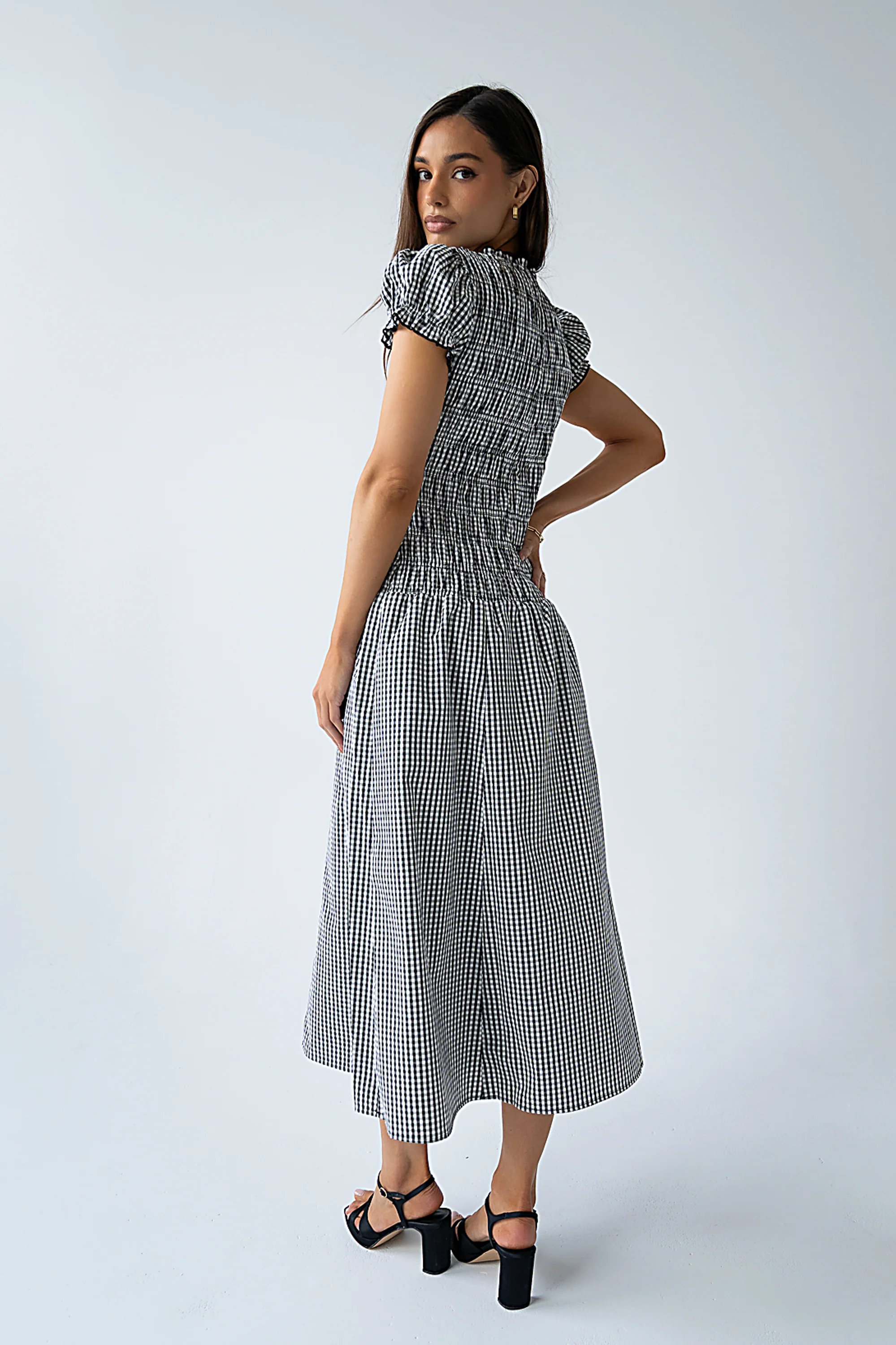 Opal Gingham Maxi Dress in Black - Image 7