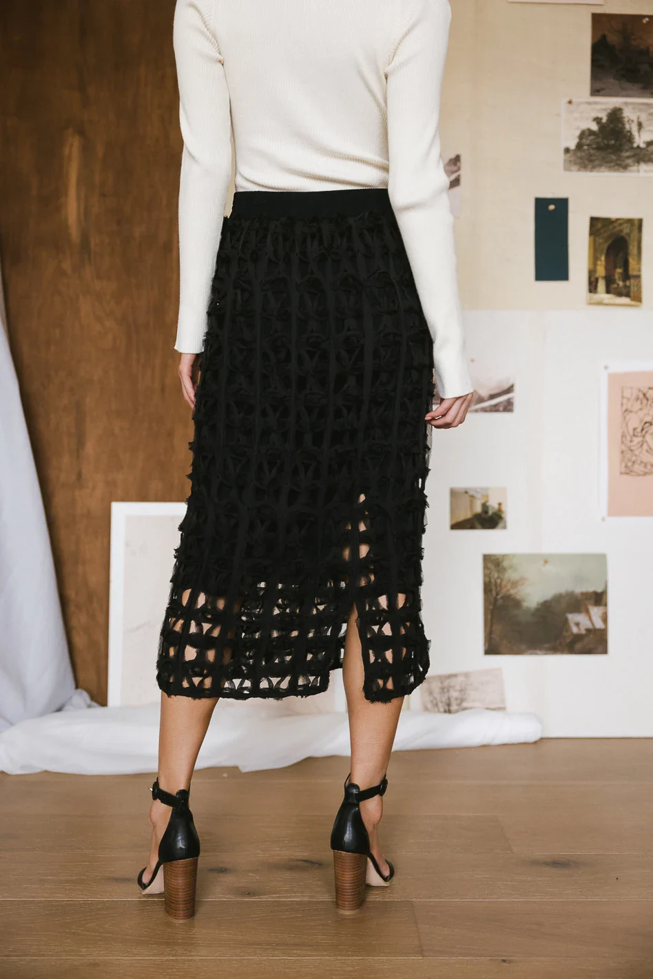 Open Cage Knit Skirt in Black - FINAL SALE - Image 3