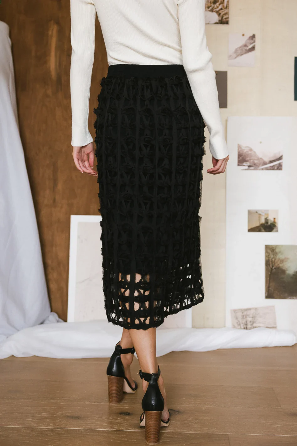 Open Cage Knit Skirt in Black - FINAL SALE - Image 5