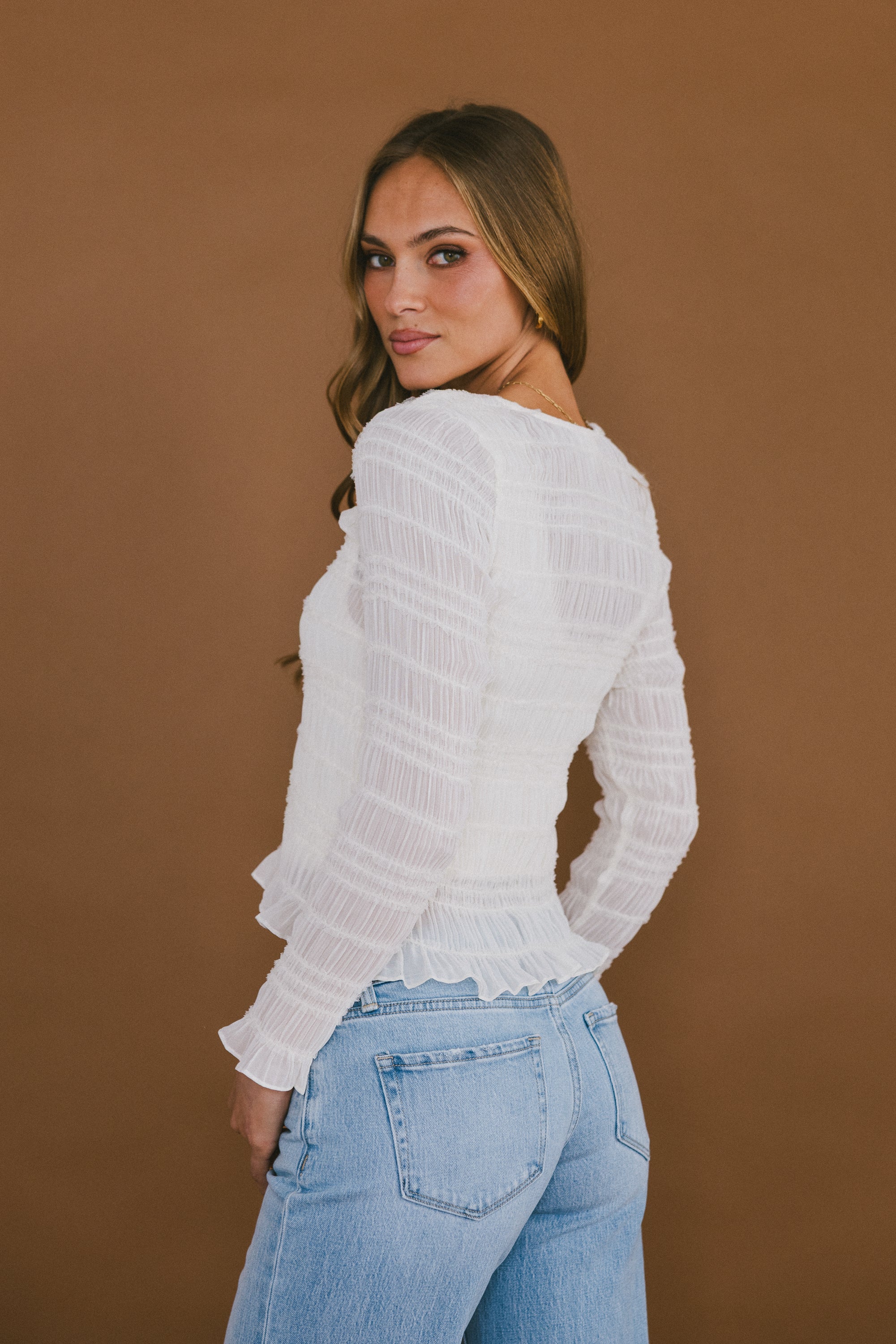 Opie Smocked Top in Cream - FINAL SALE - Image 3