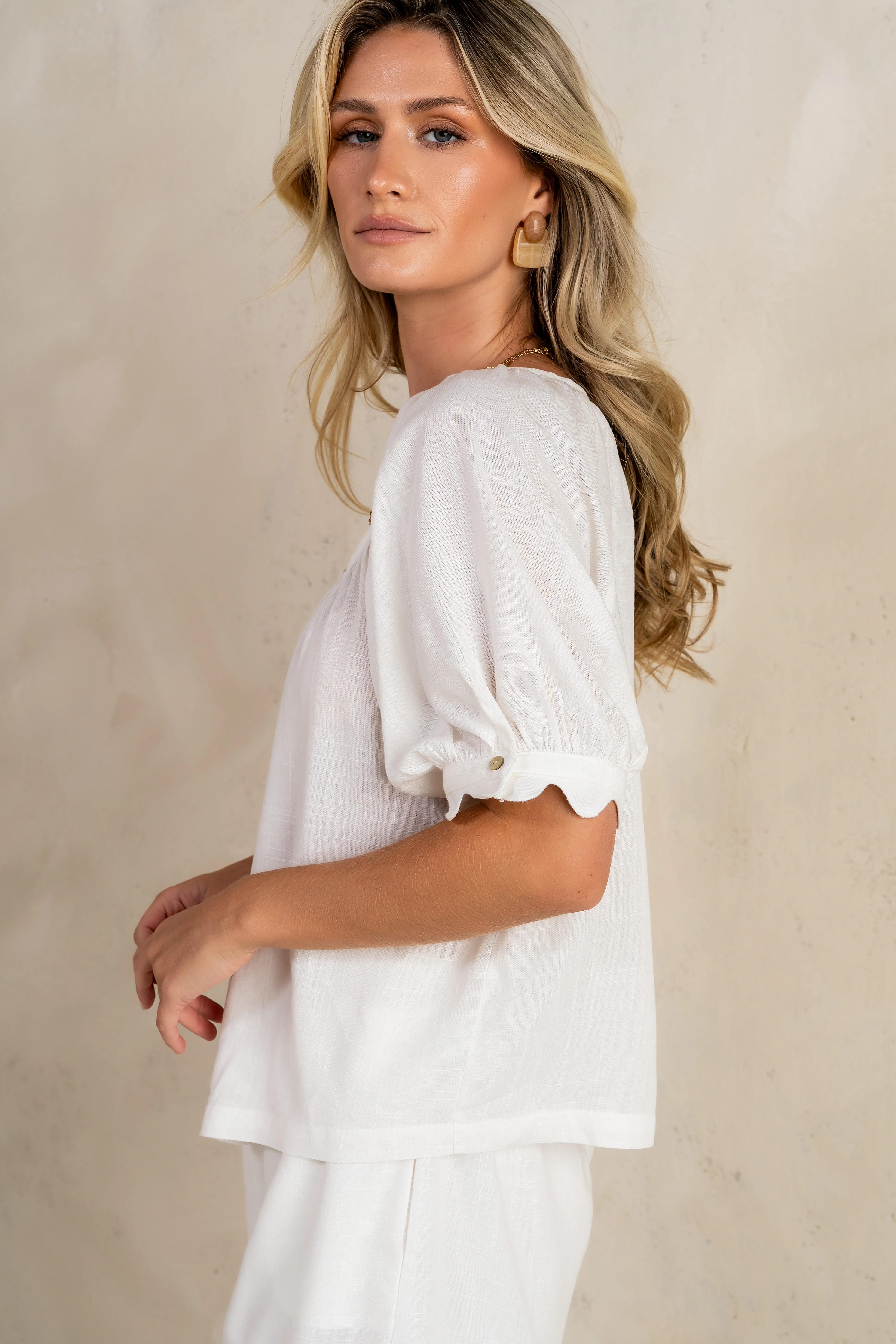Owen Scalloped Top in White - FINAL SALE - Image 2