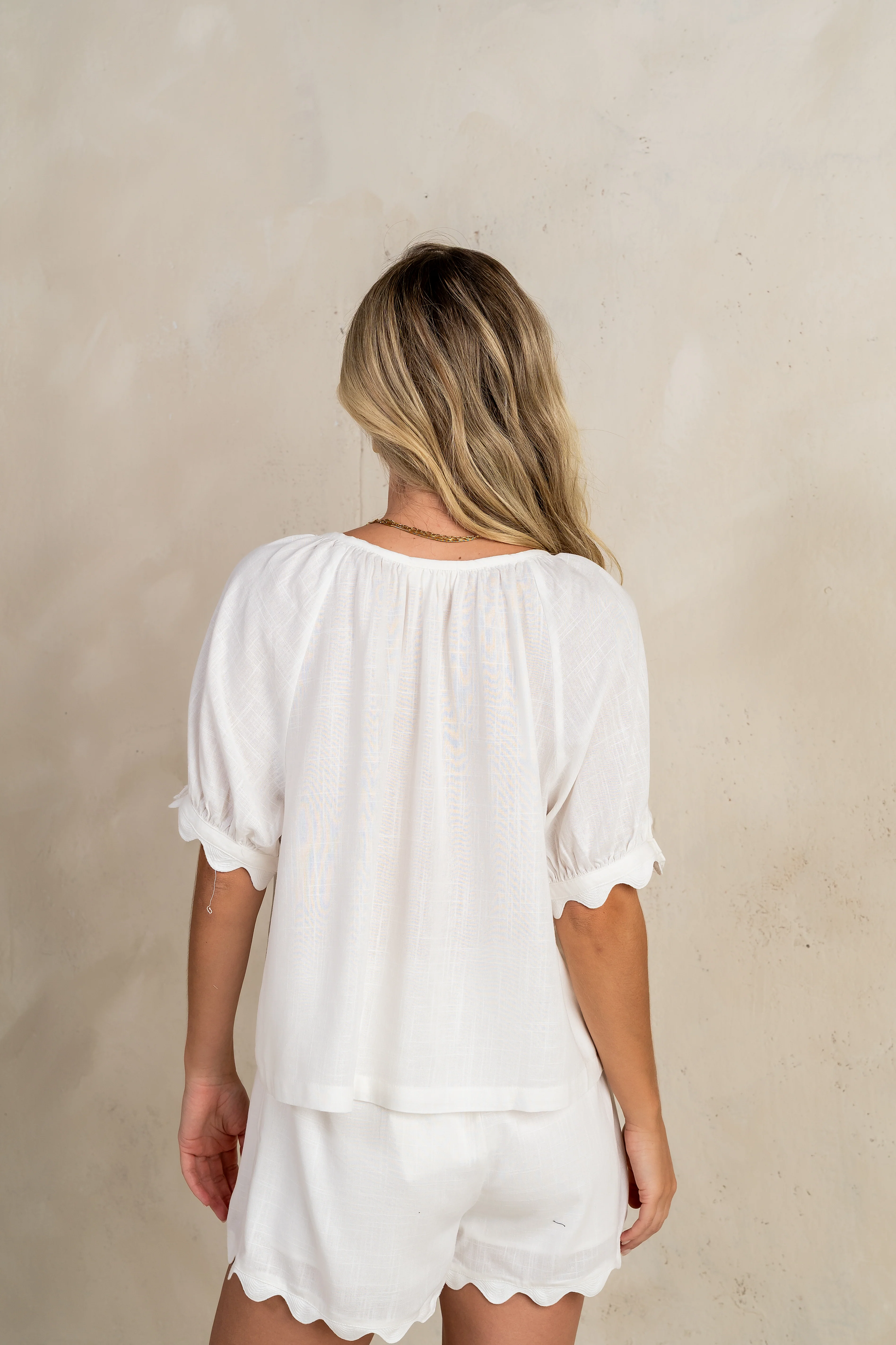 Owen Scalloped Top in White - FINAL SALE - Image 6