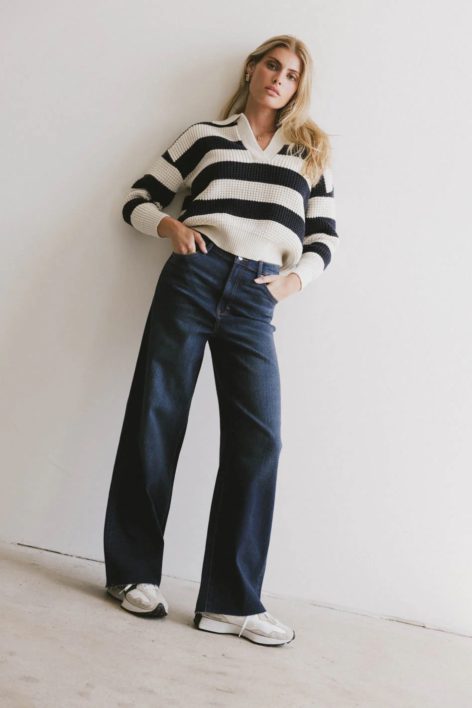 Ozzie Striped Sweater in Navy - FINAL SALE - Image 2