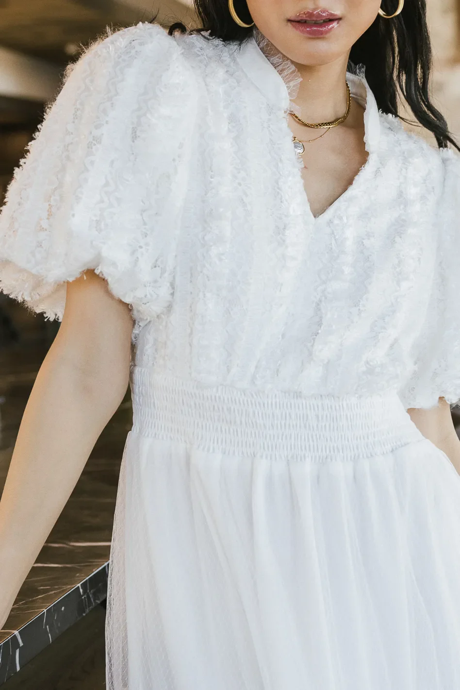 Padme Mesh Midi Dress in White - FINAL SALE - Image 7