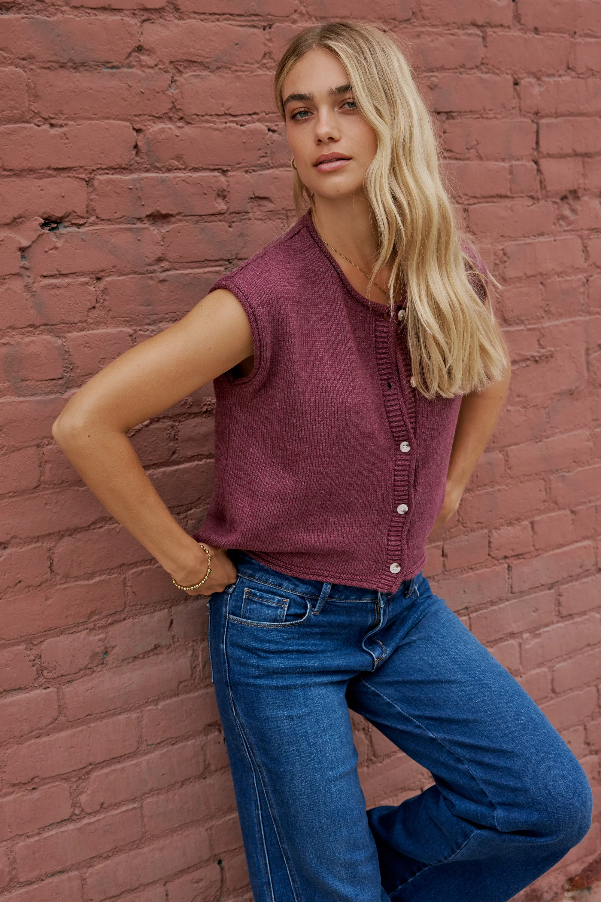 Paige Knit Sweater in Burgundy - FINAL SALE - Image 2