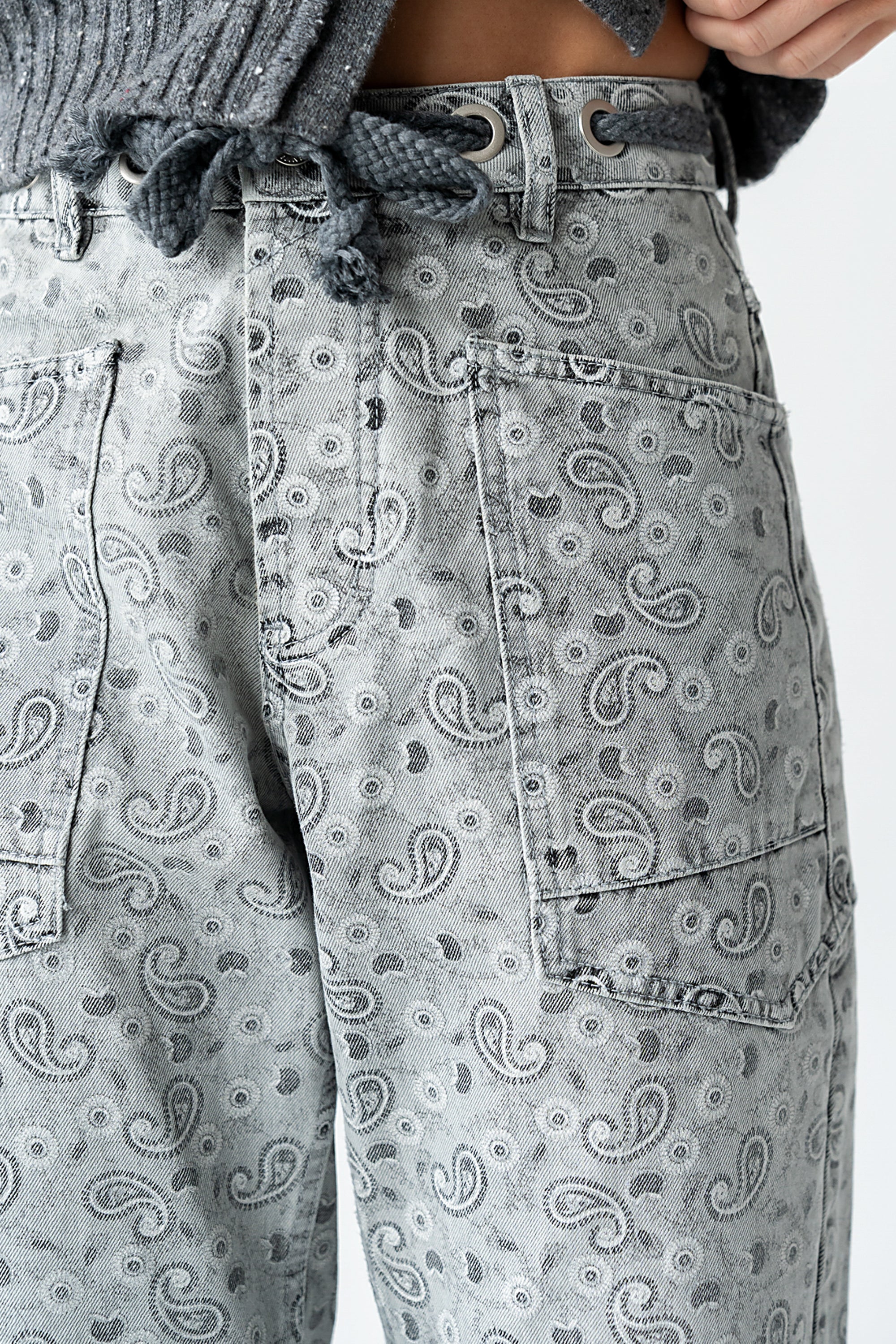 Paisley Printed Barrel Jeans - Image 2