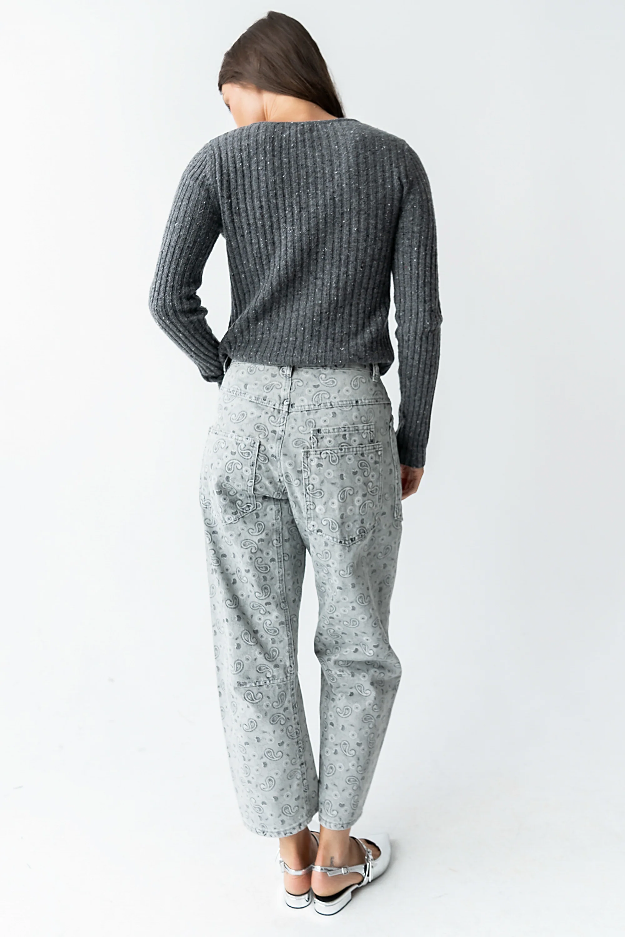 Paisley Printed Barrel Jeans - Image 4