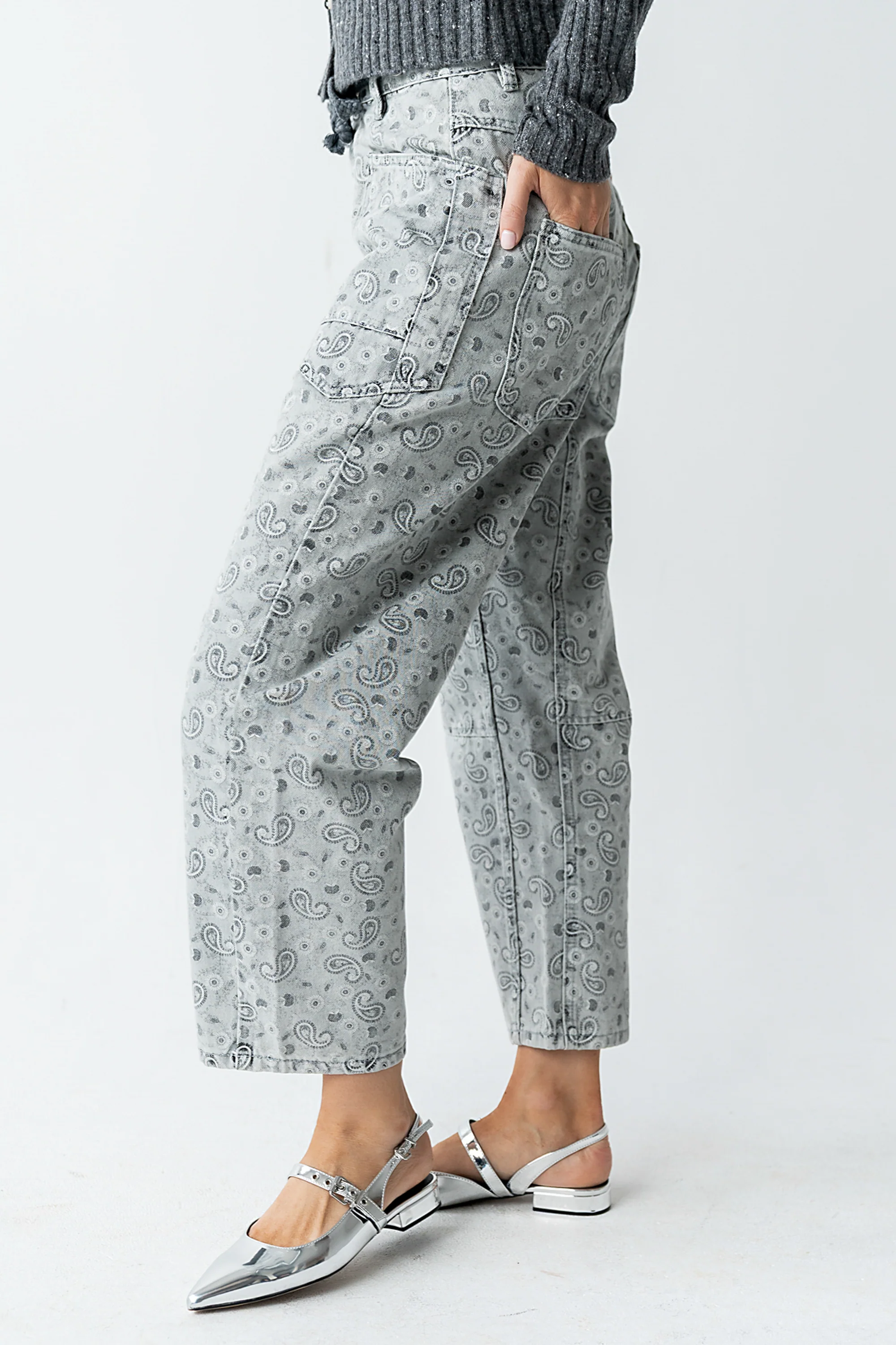 Paisley Printed Barrel Jeans - Image 5