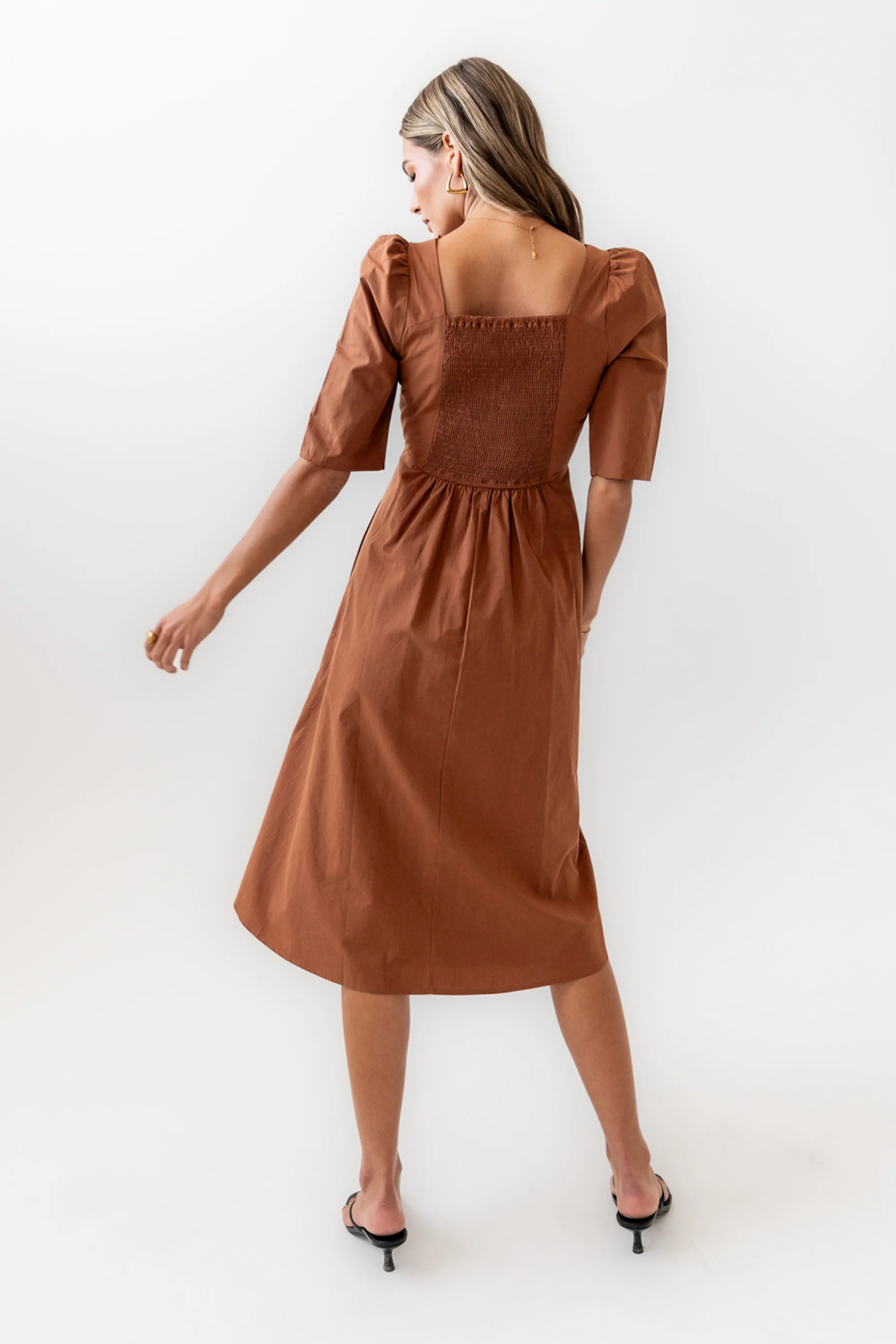 Paisley Smocked Midi Dress in Rust - FINAL SALE - Image 2