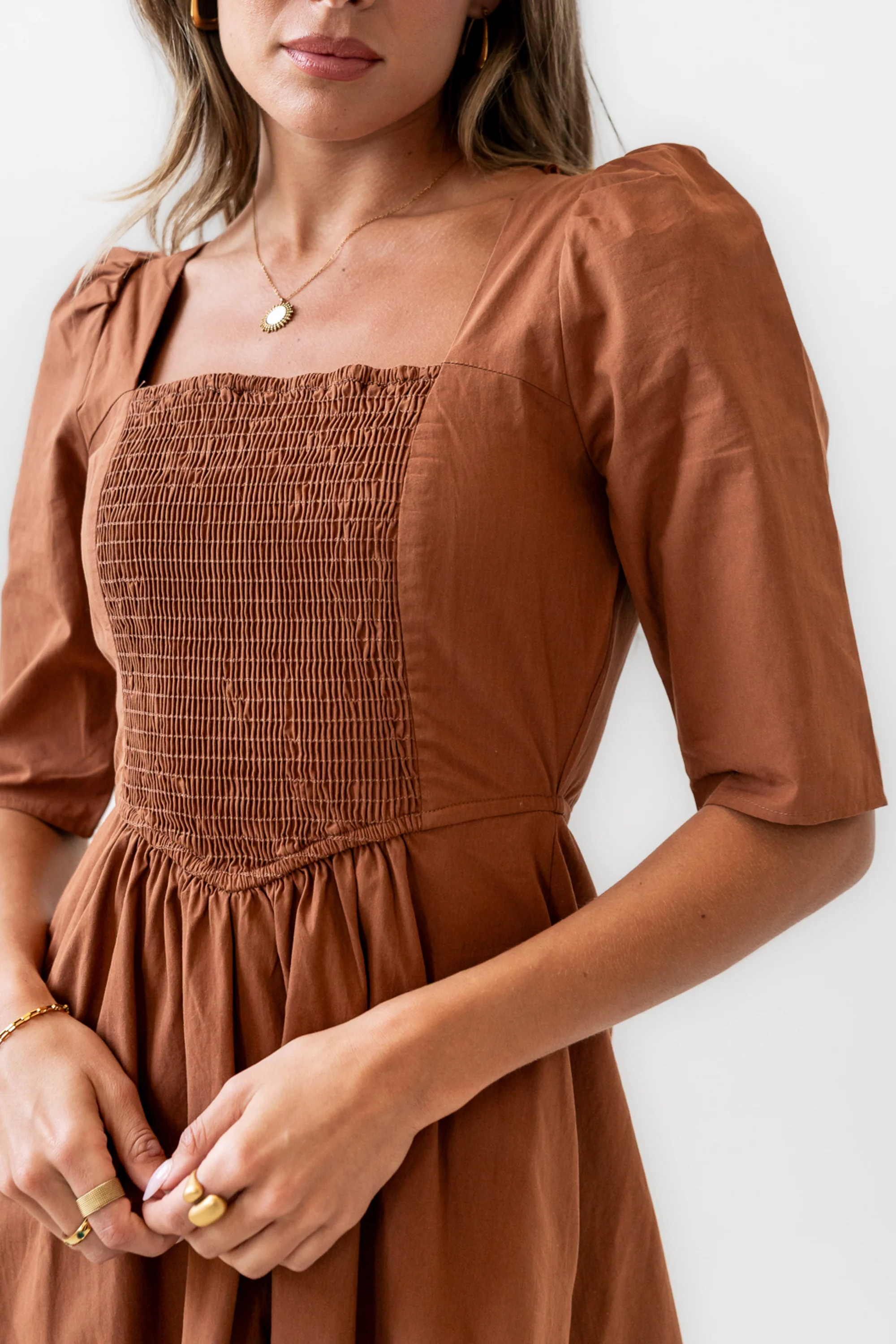 Paisley Smocked Midi Dress in Rust - FINAL SALE - Image 4