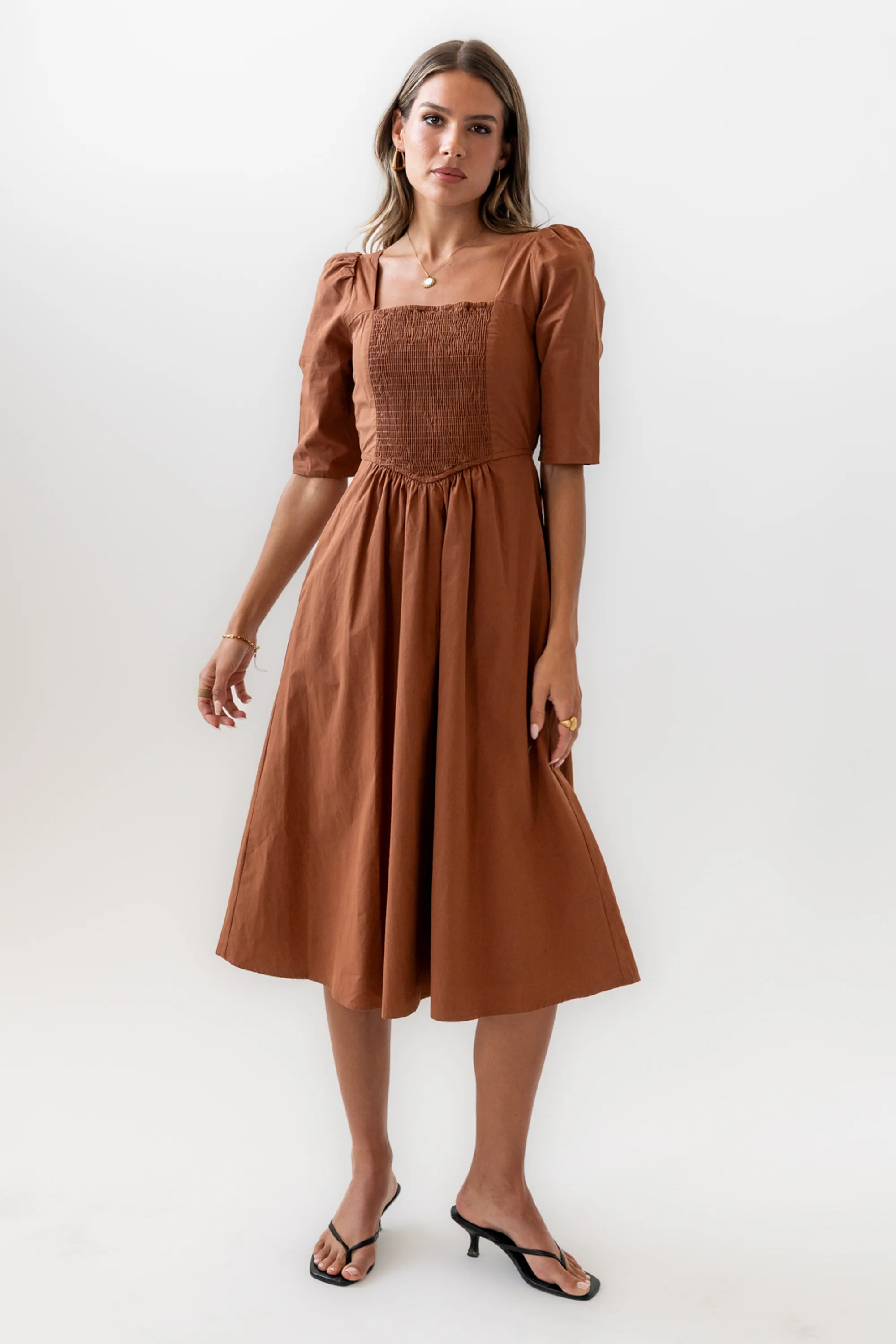 Paisley Smocked Midi Dress in Rust - FINAL SALE - Image 5