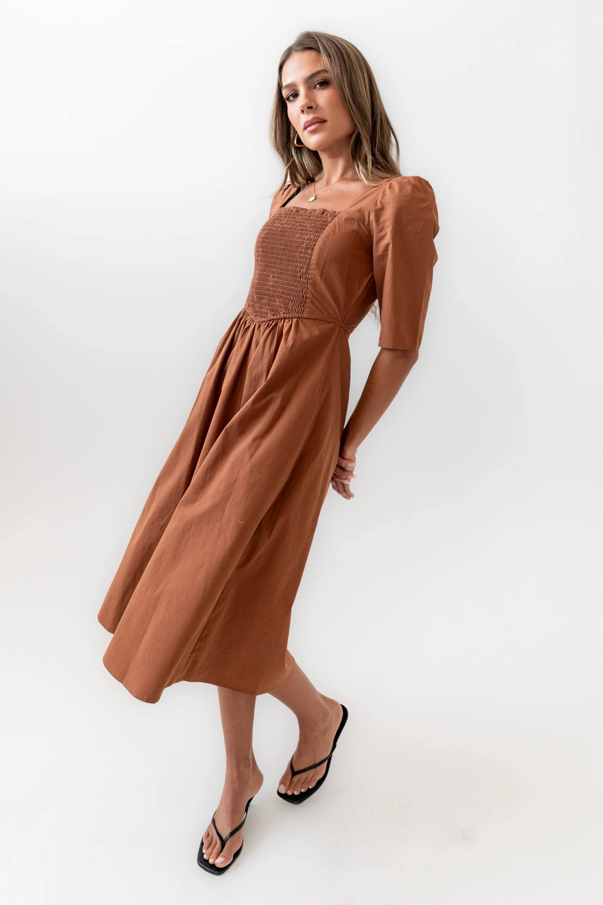 Paisley Smocked Midi Dress in Rust - FINAL SALE - Image 7