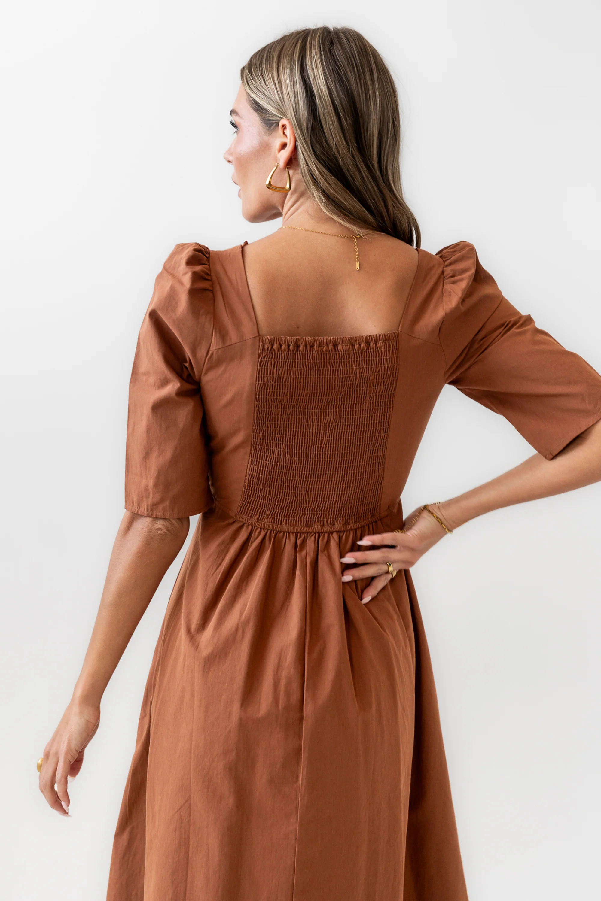Paisley Smocked Midi Dress in Rust - FINAL SALE - Image 8