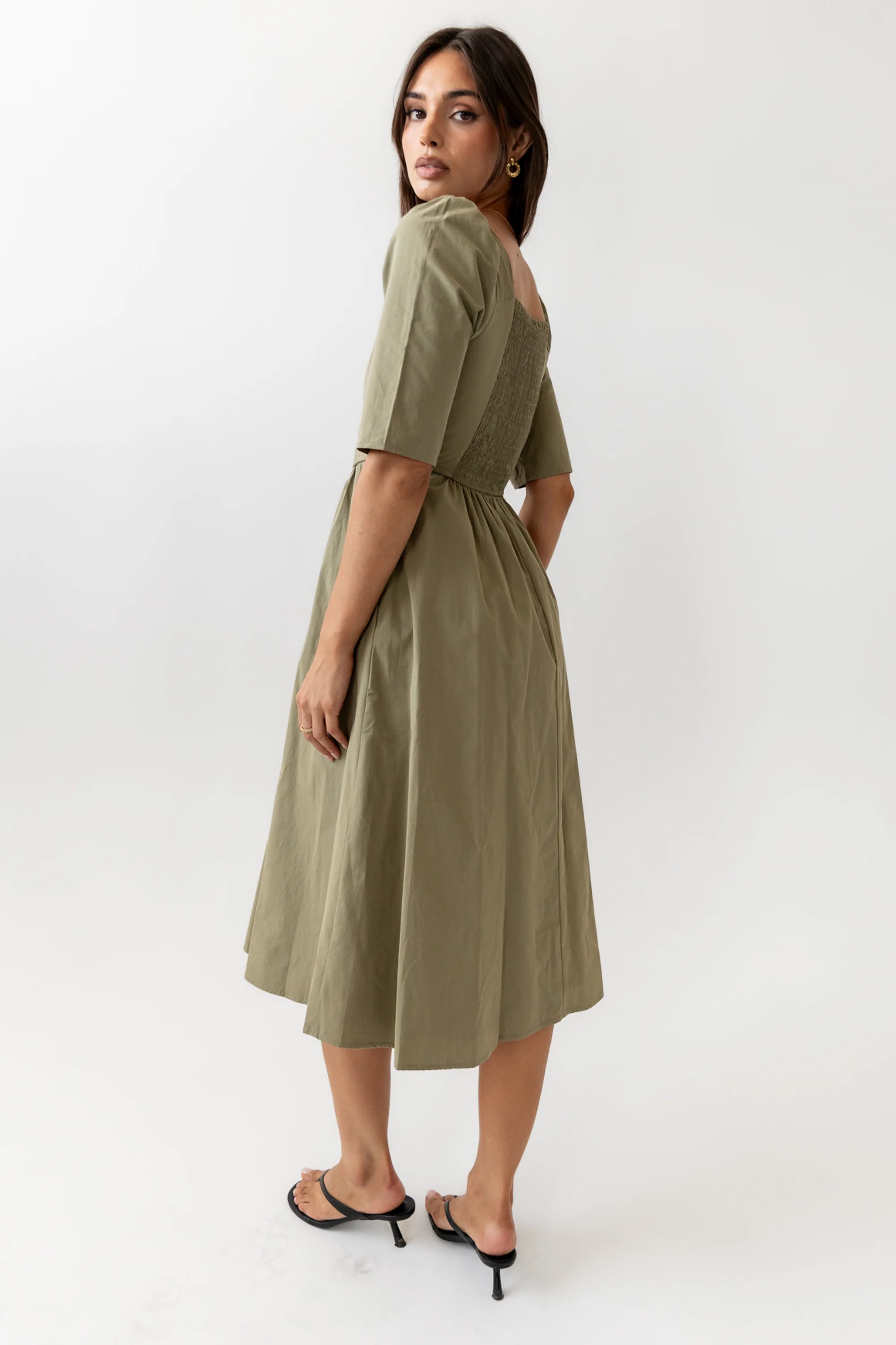 Paisley Smocked Midi Dress in Sage - FINAL SALE - Image 8