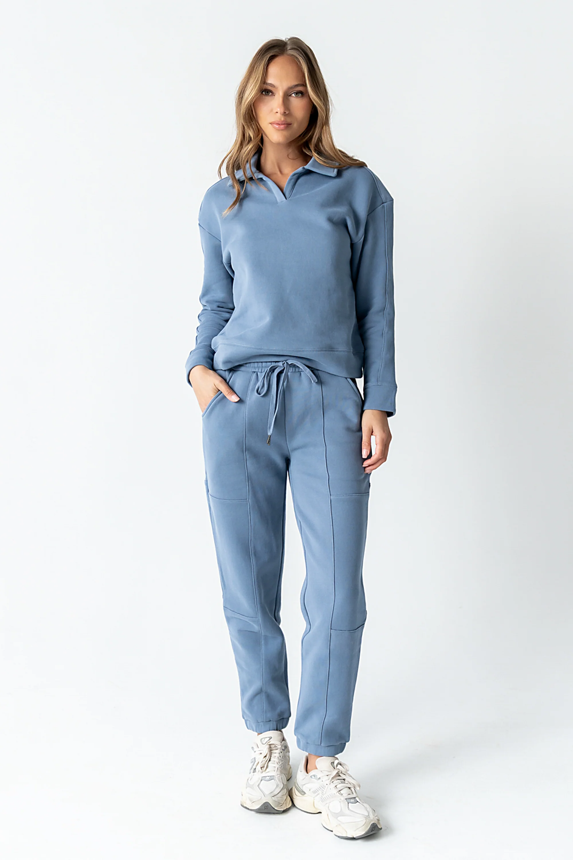 Patricia Collared Sweatshirt in Blue - FINAL SALE - Image 2
