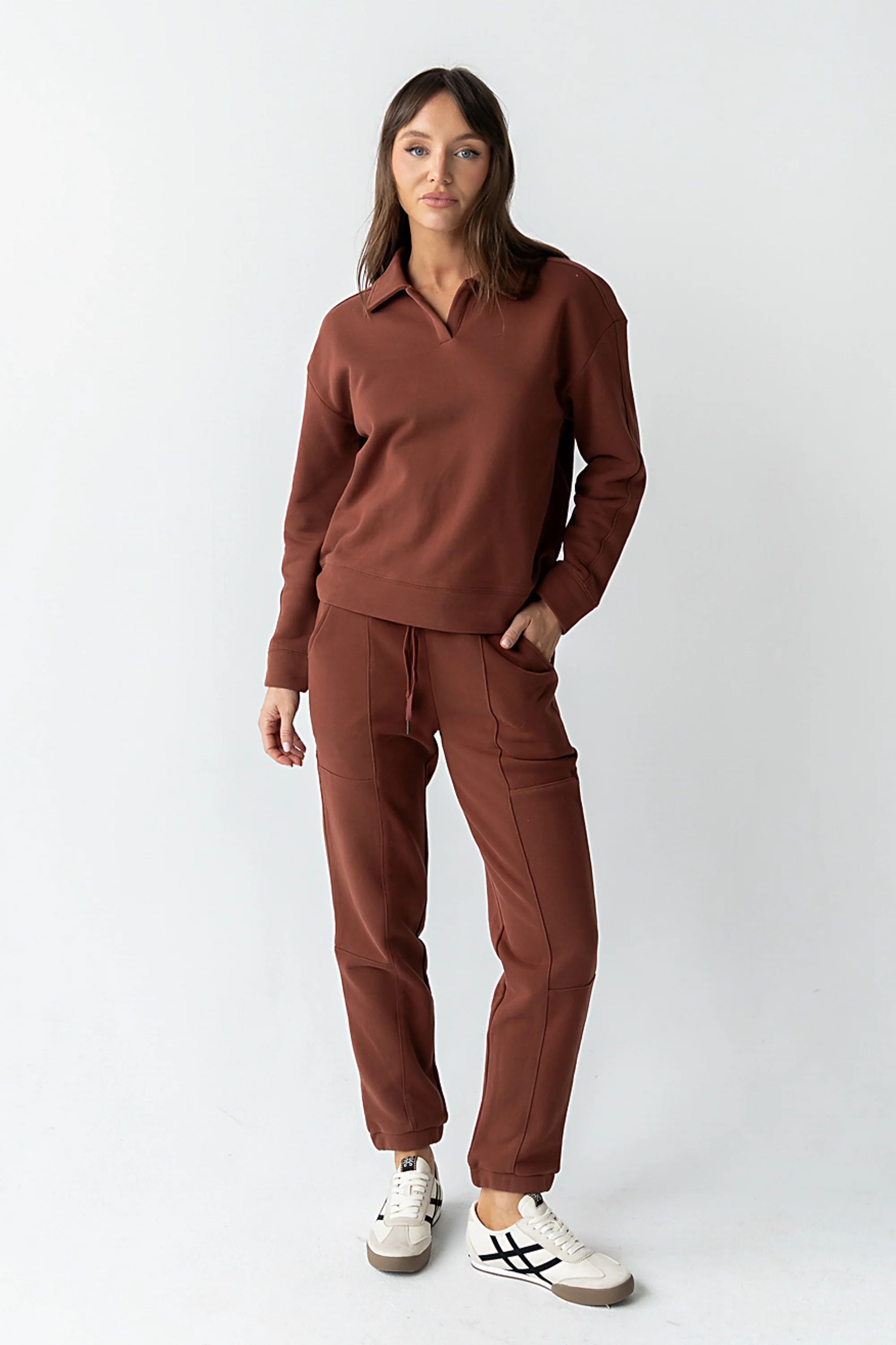 Patricia Collared Sweatshirt in Burgundy - FINAL SALE - Image 4