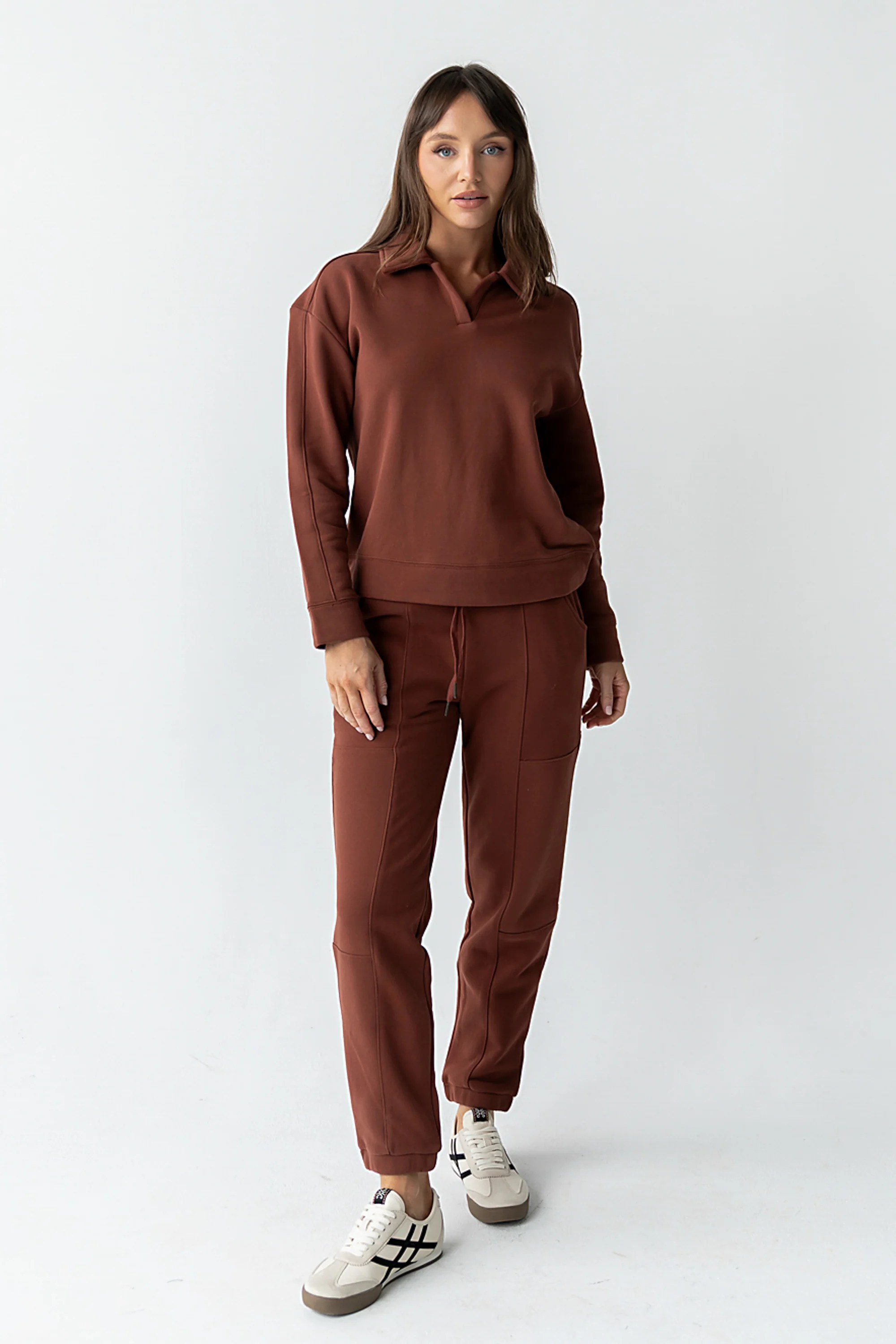 Patricia Collared Sweatshirt in Burgundy - FINAL SALE - Image 5