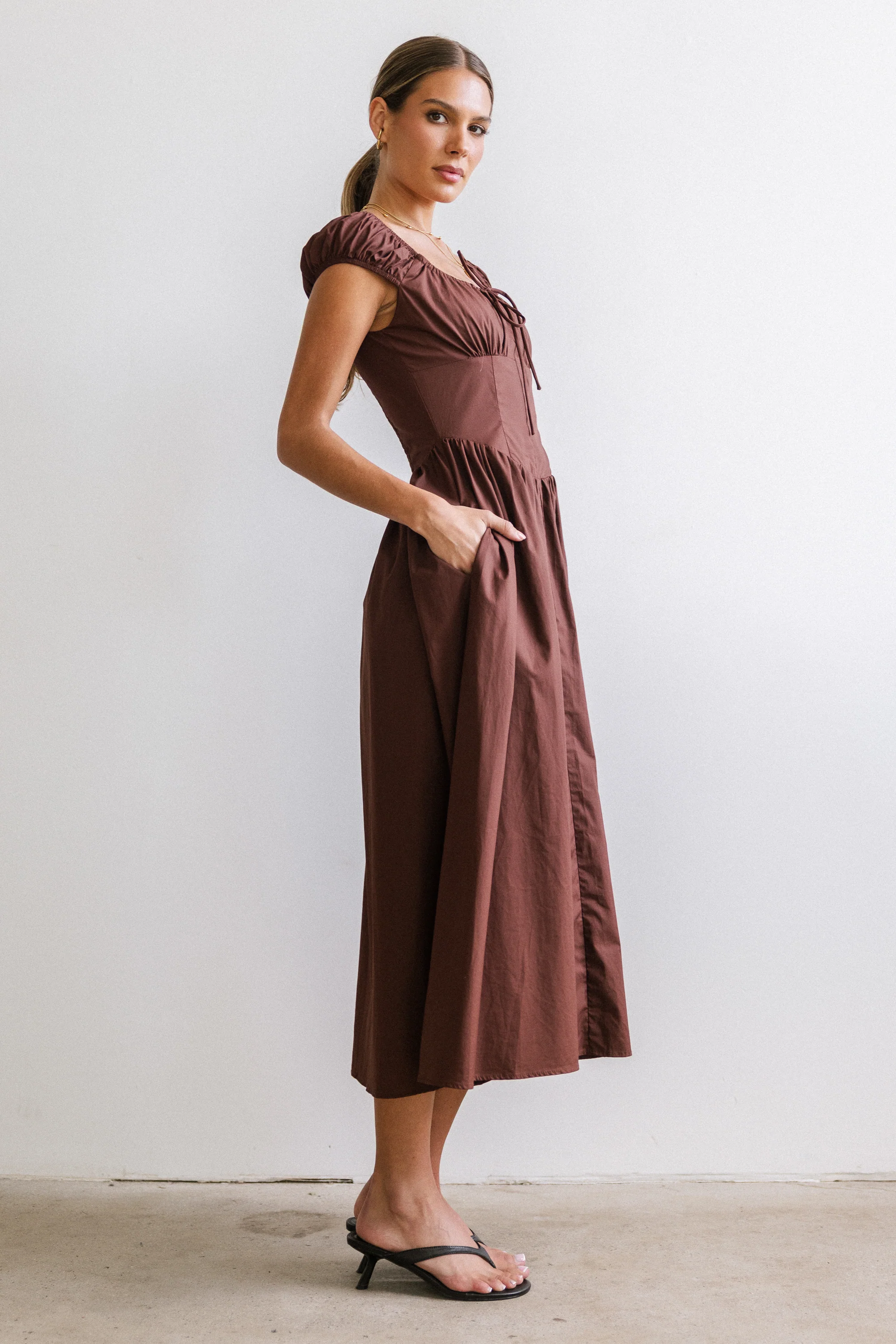 Patricia Midi Dress in Brown - FINAL SALE - Image 4