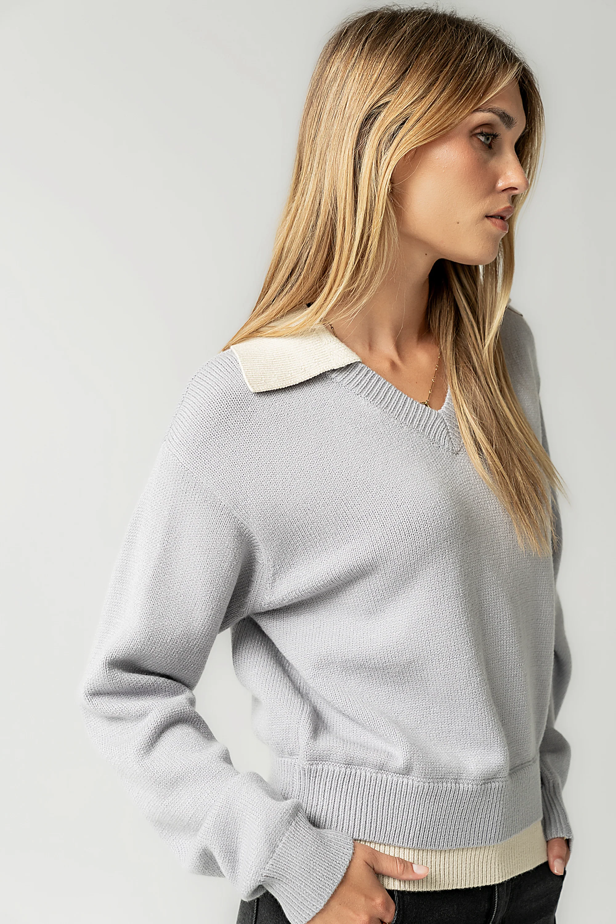 Pattie Collared Sweater in Blue - FINAL SALE - Image 4
