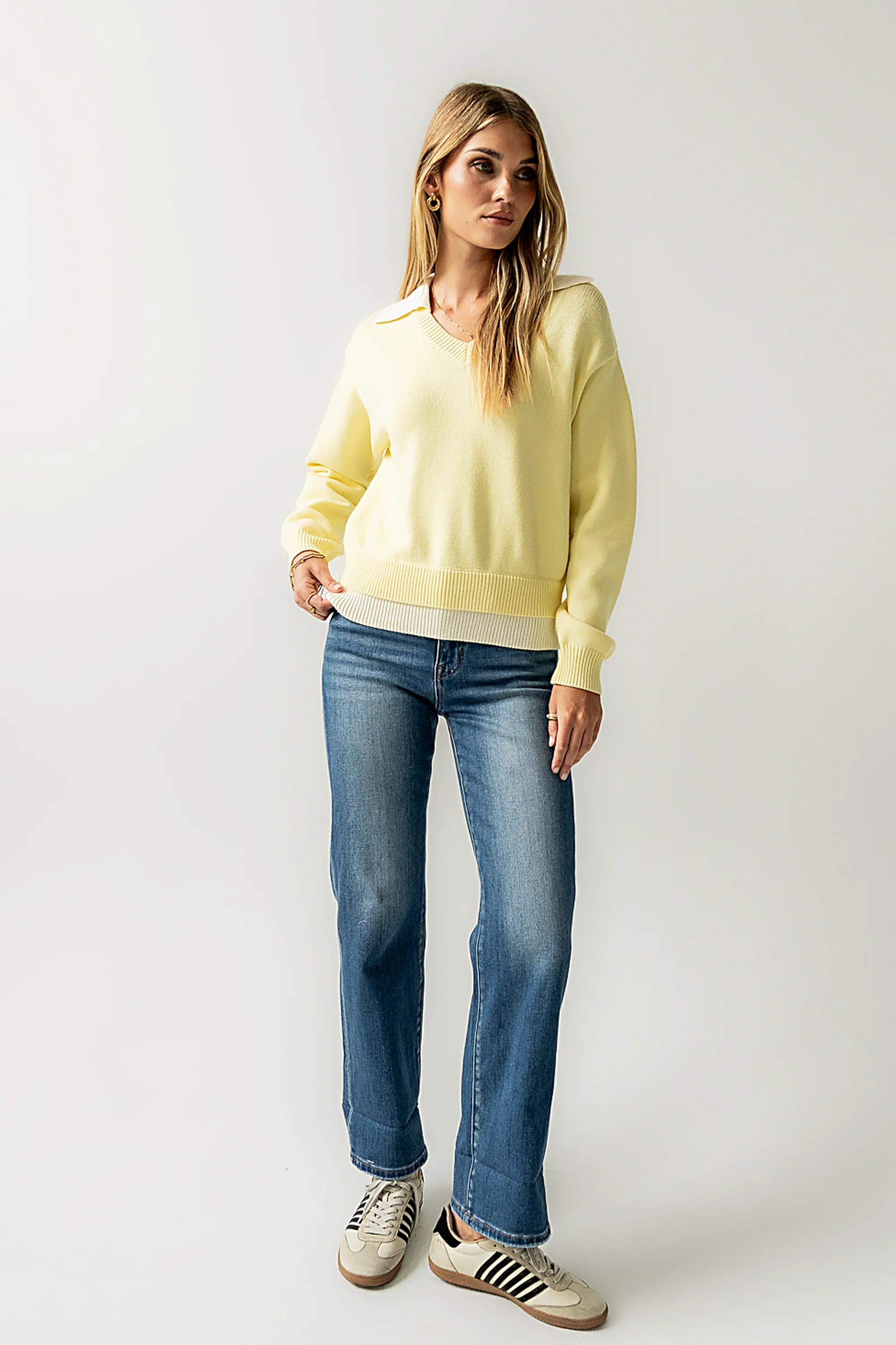 Pattie Collared Sweater in Yellow - FINAL SALE - Image 2