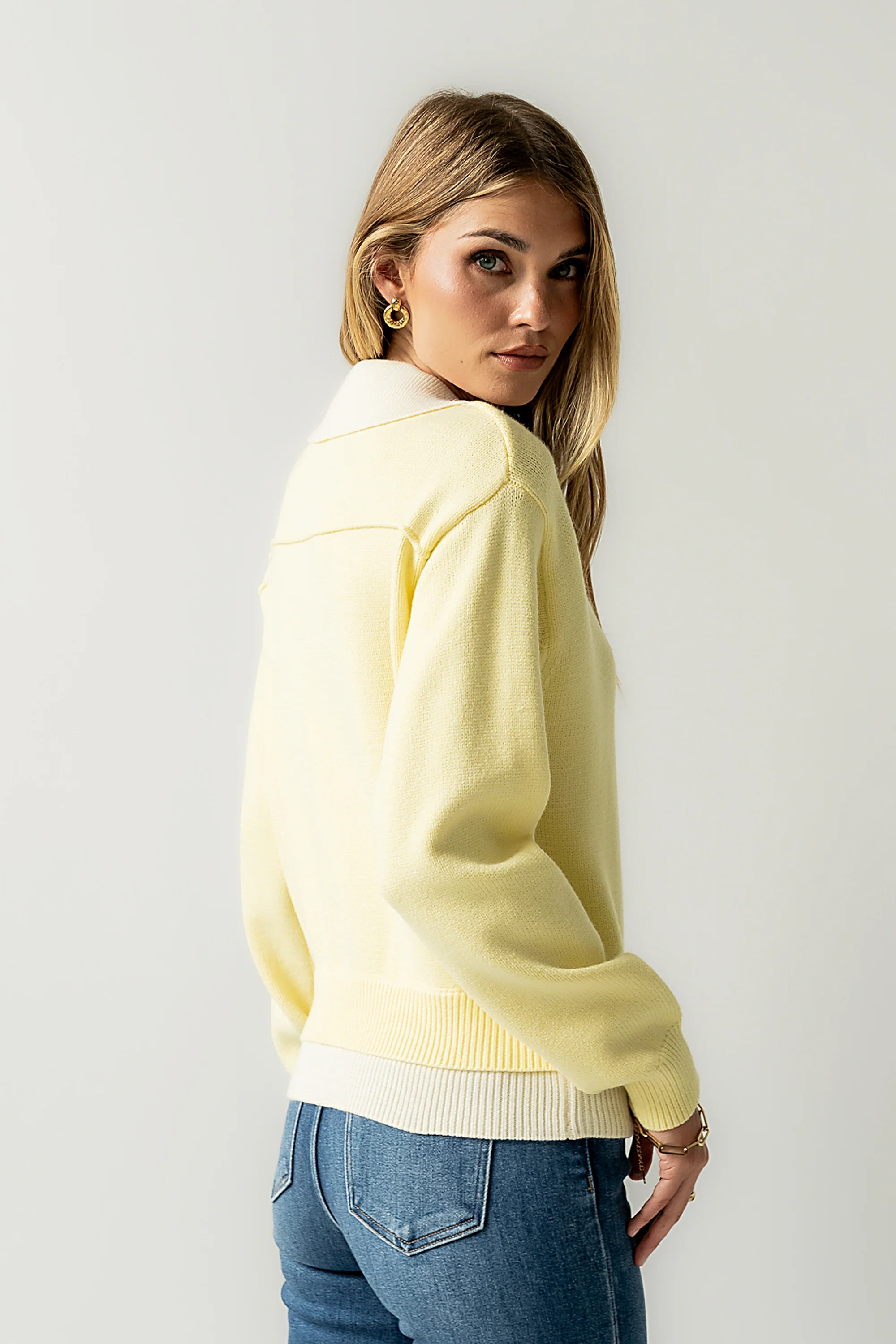 Pattie Collared Sweater in Yellow - FINAL SALE - Image 6
