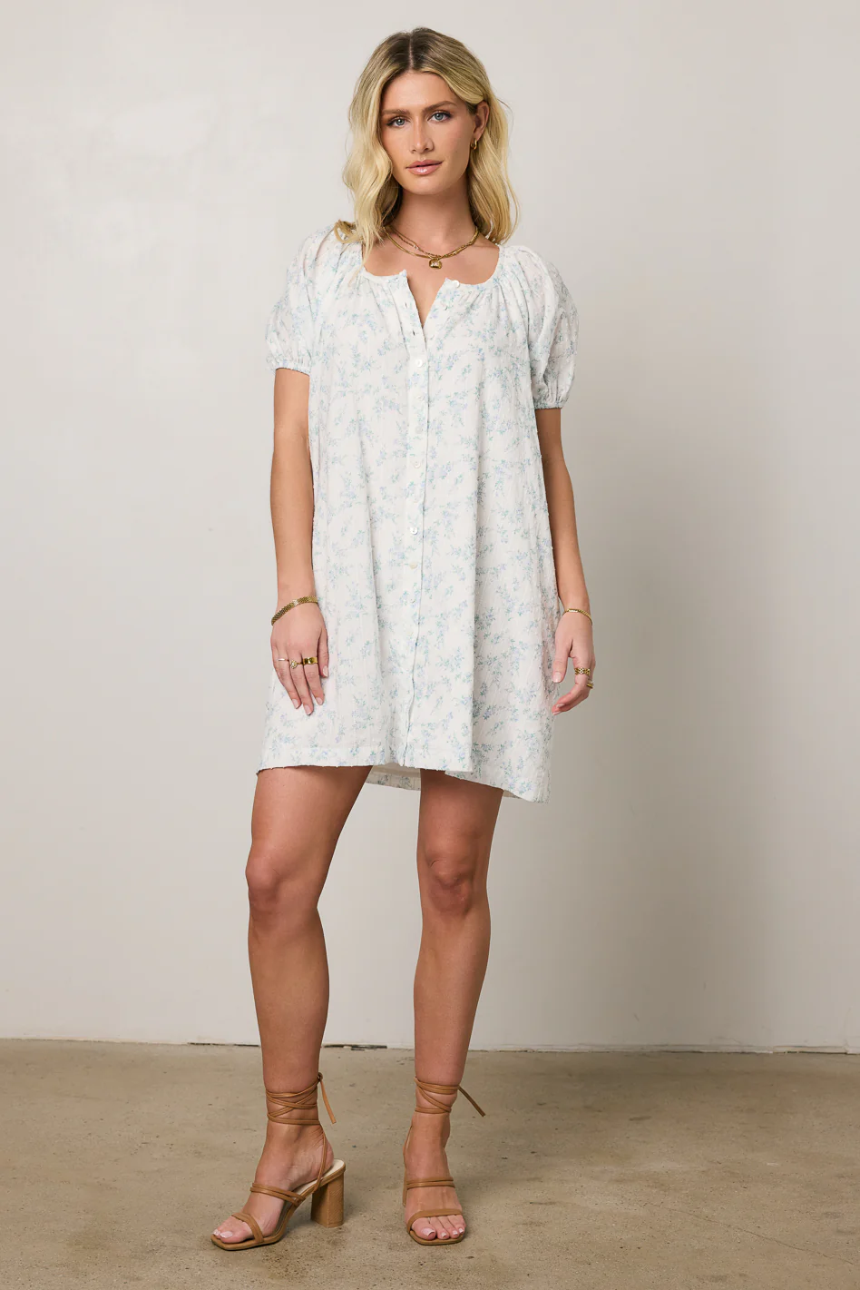 Pattie Floral Babydoll Dress in Blue - FINAL SALE - Image 2