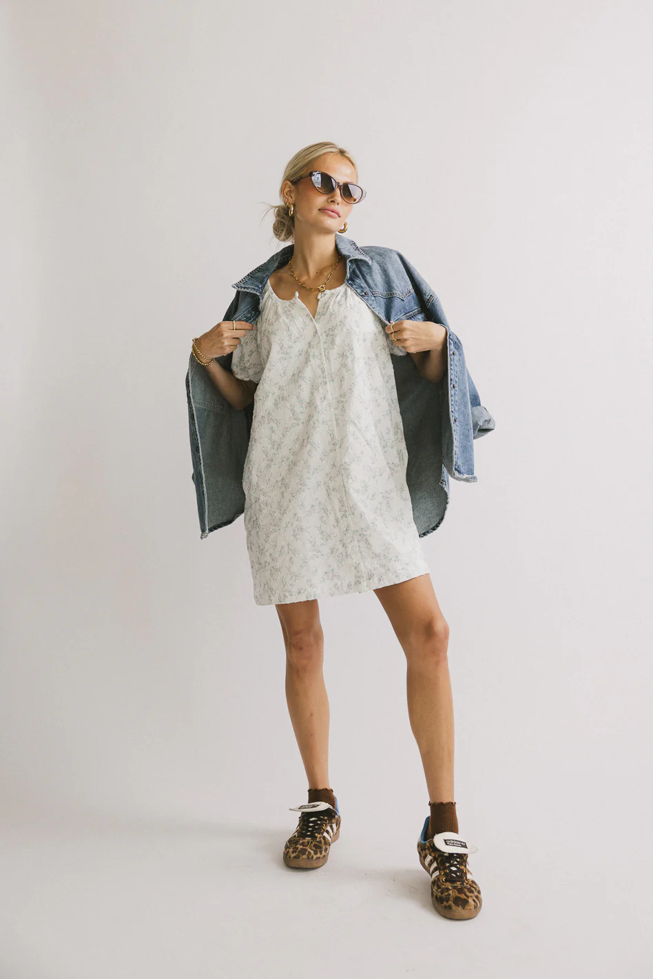 Pattie Floral Babydoll Dress in Blue - FINAL SALE - Image 4